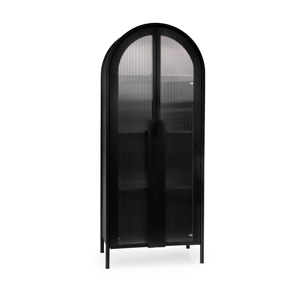 Moca - Metal/Glass 2 Drawers Tall Cabinet - Black