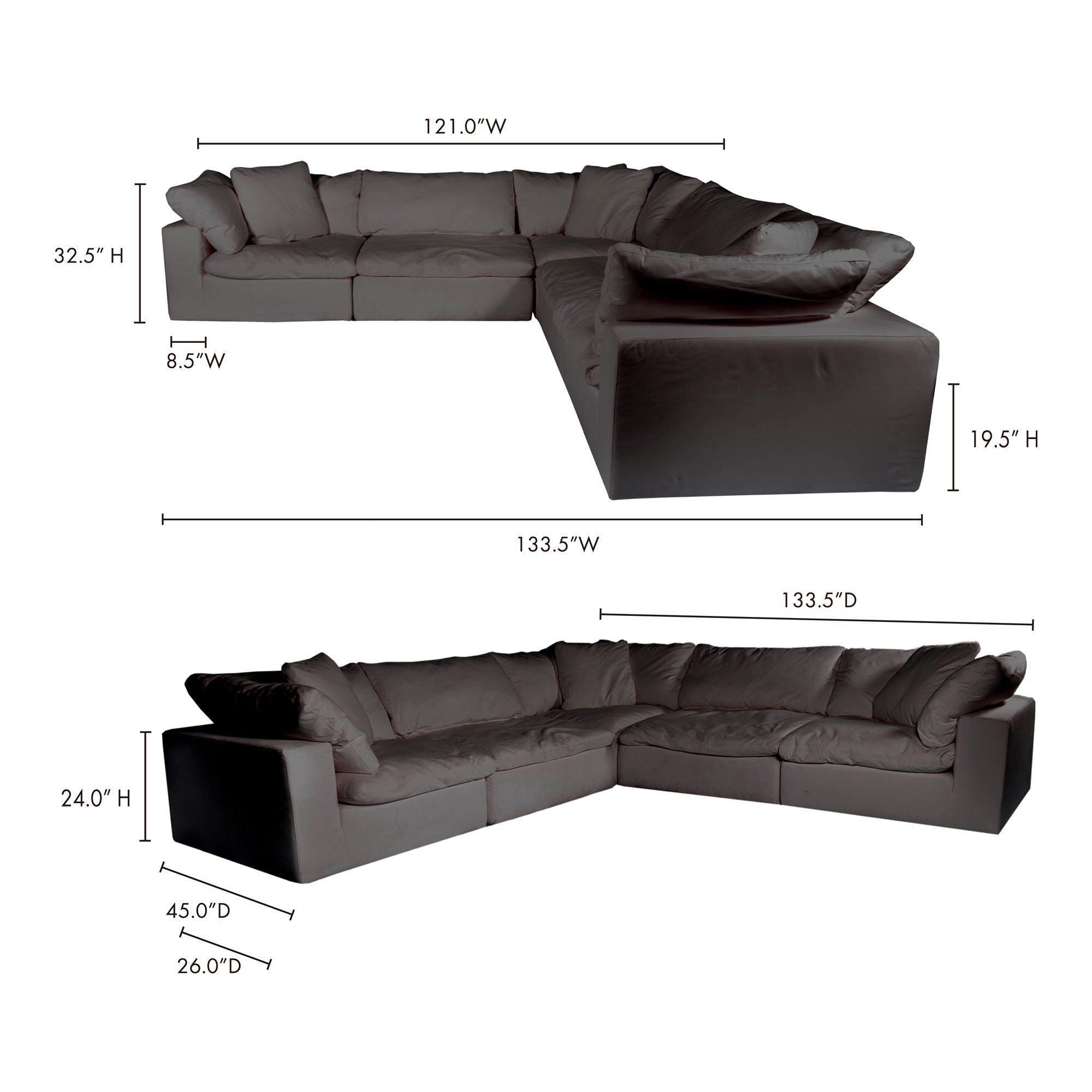 Clay - Livesmart Fabric Classic L Modular Sectional - Light Gray