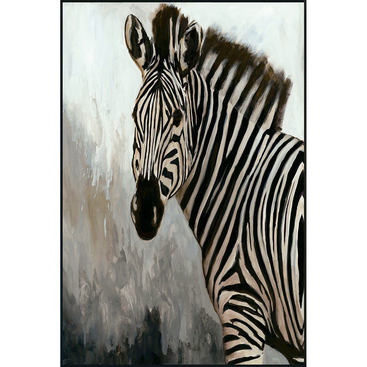 Zebra - Painting 48' x 72' By Buddy Whitlock - Black