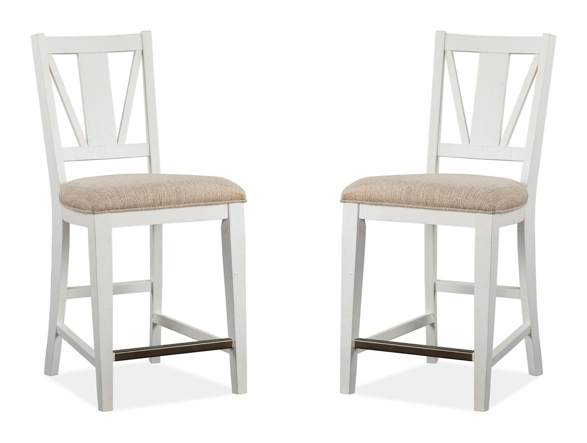 Heron Cove - Counter Chair With Upholstered Seat (Set of 2) - Chalk White