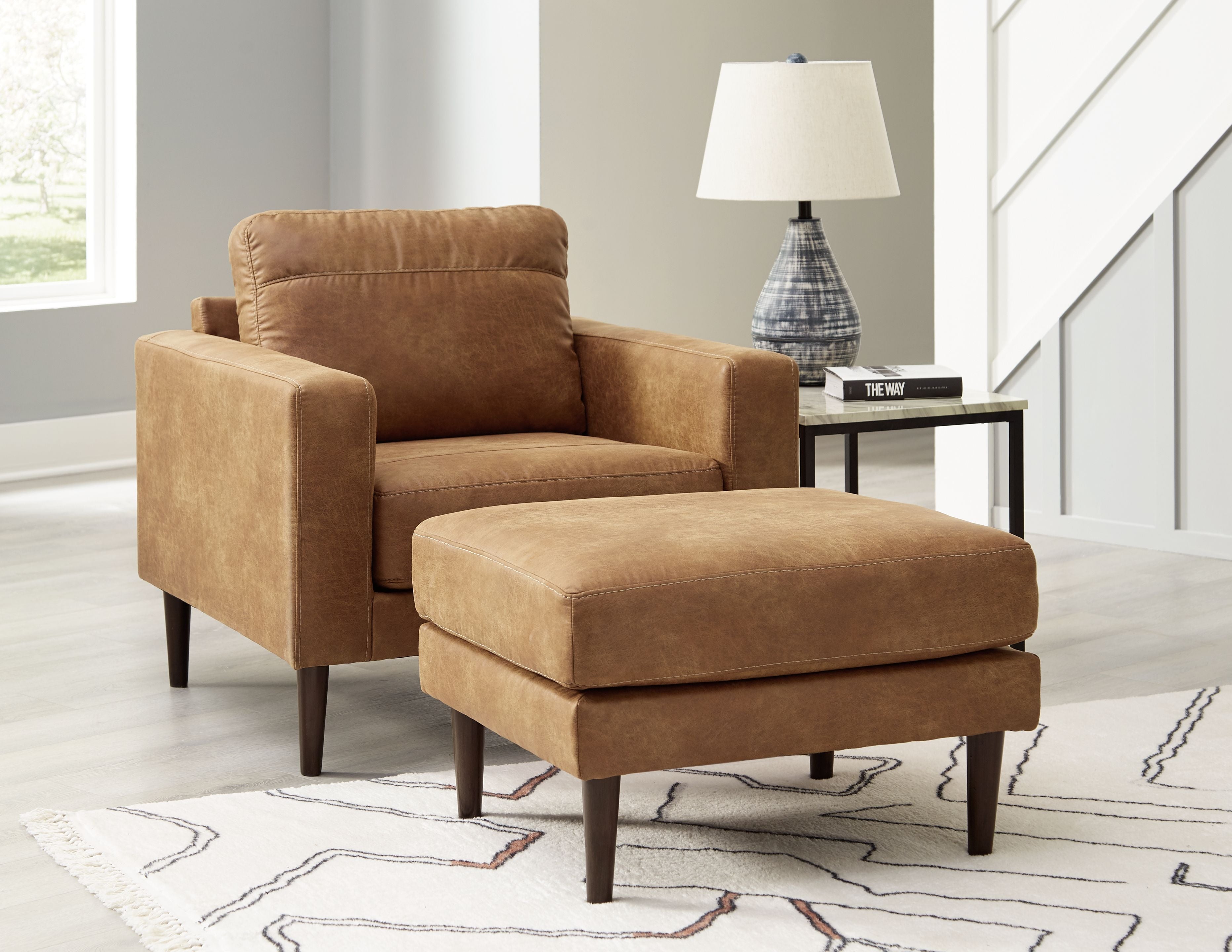 Tan accent chair online with ottoman