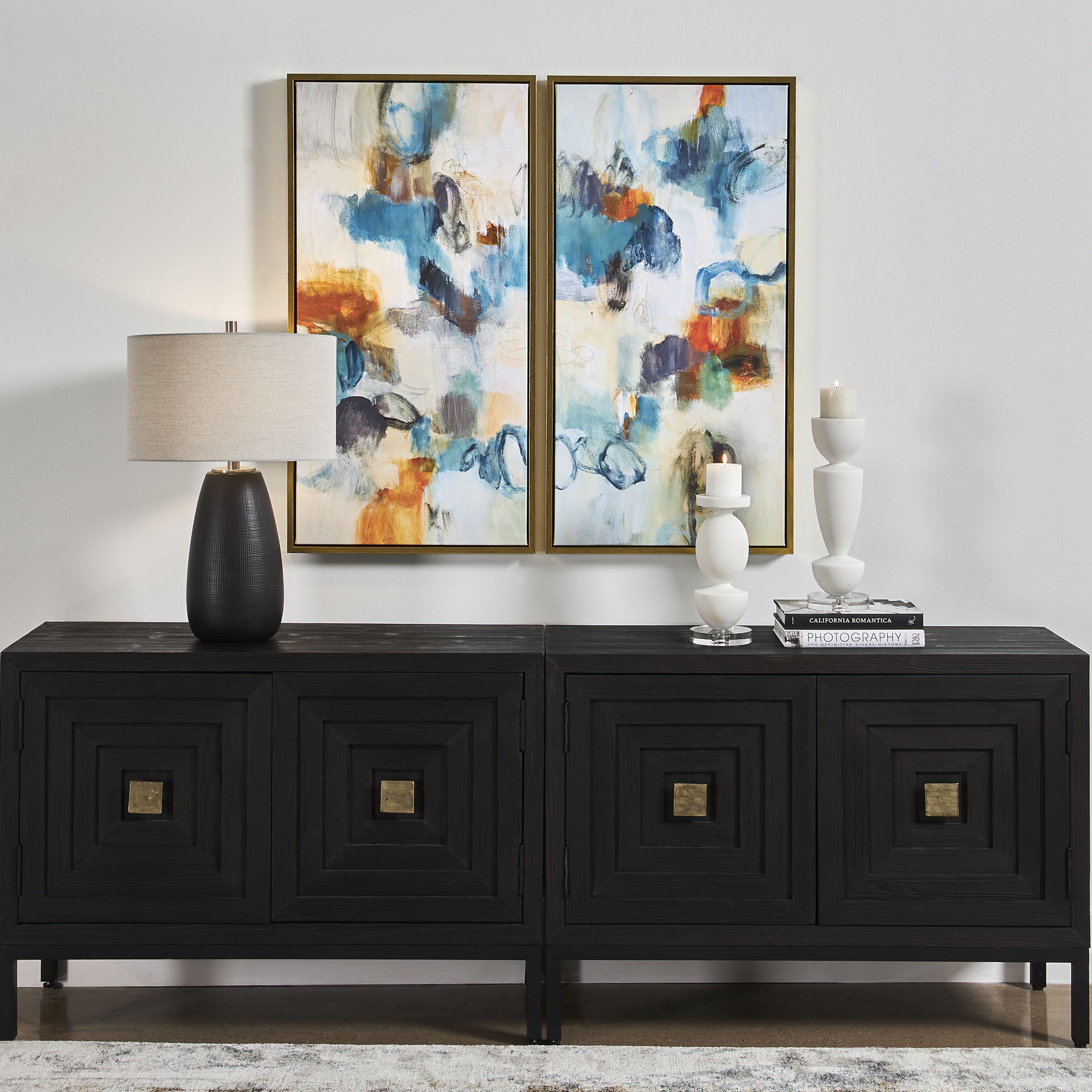 Casual Moments - Framed Abstract Art (Set of 2) - Blue