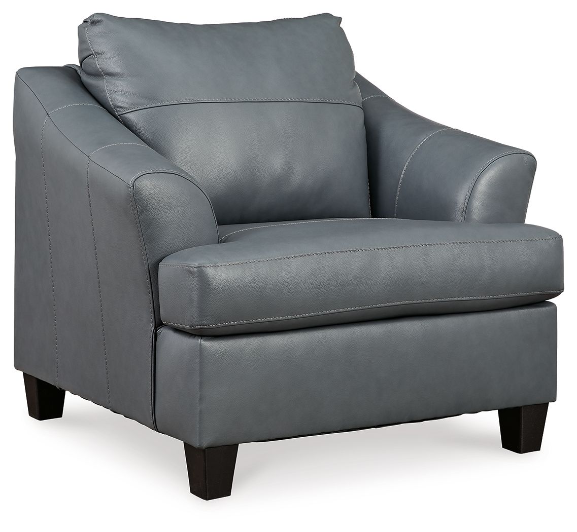 Genoa - Chair And A Half - Leather Match - Steel