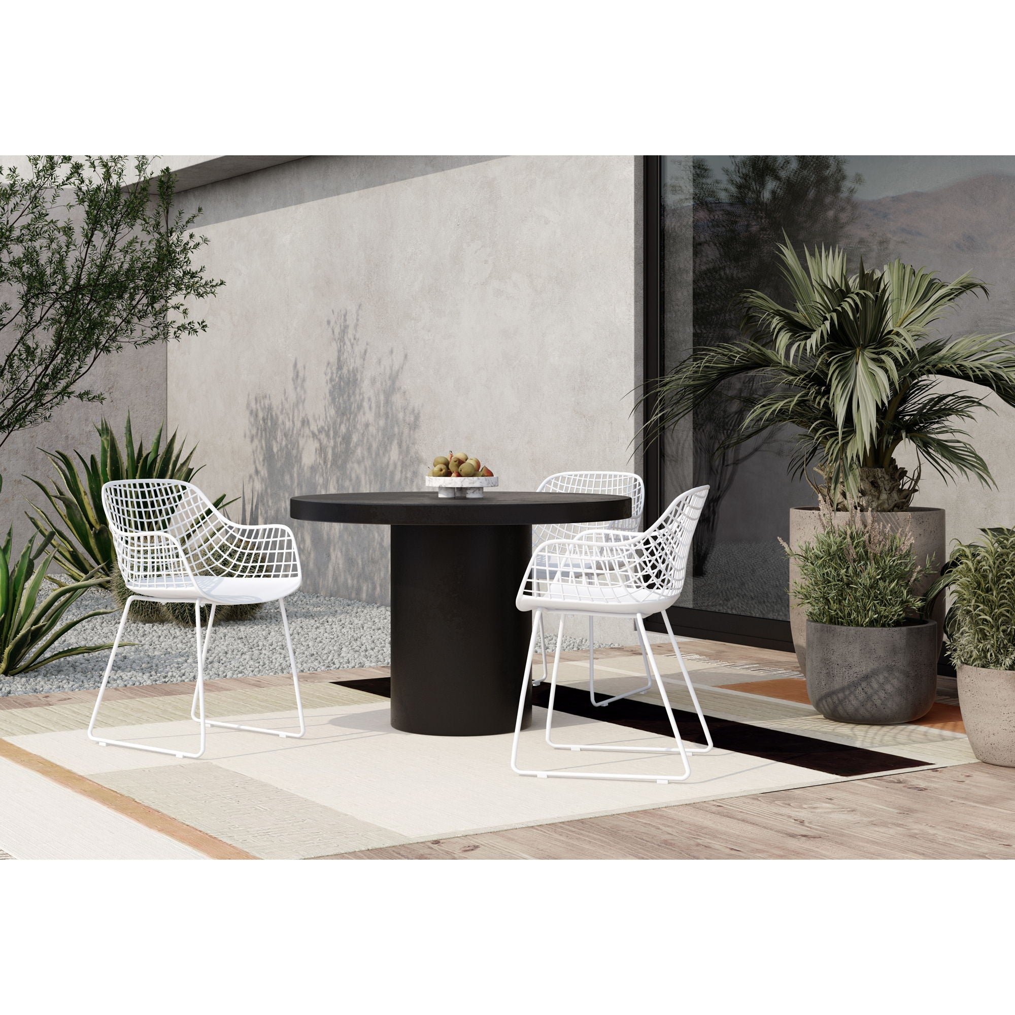 Cassius - Round Outdoor Dining Table - Black - Concrete