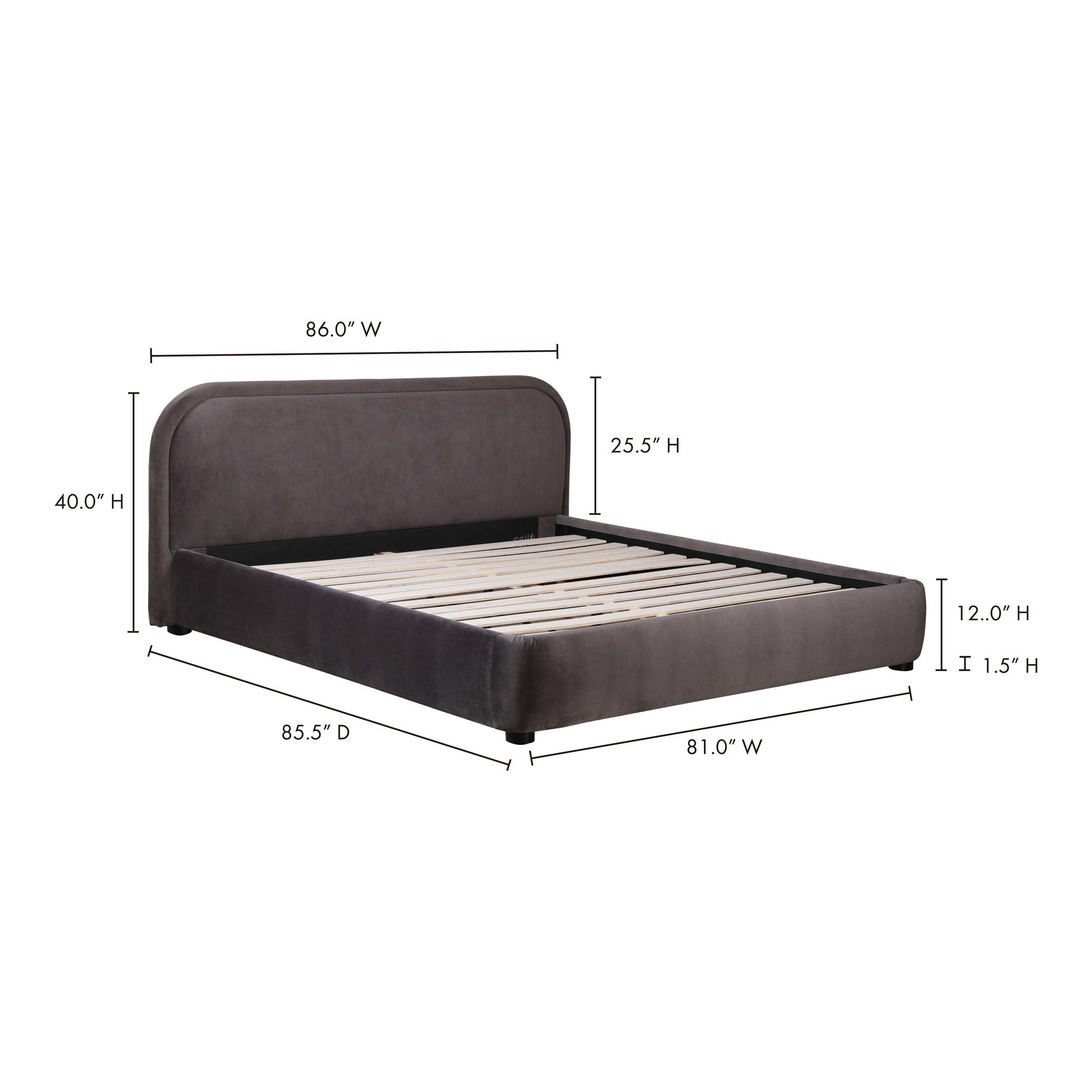 Colin - King Bed - Charcoal
