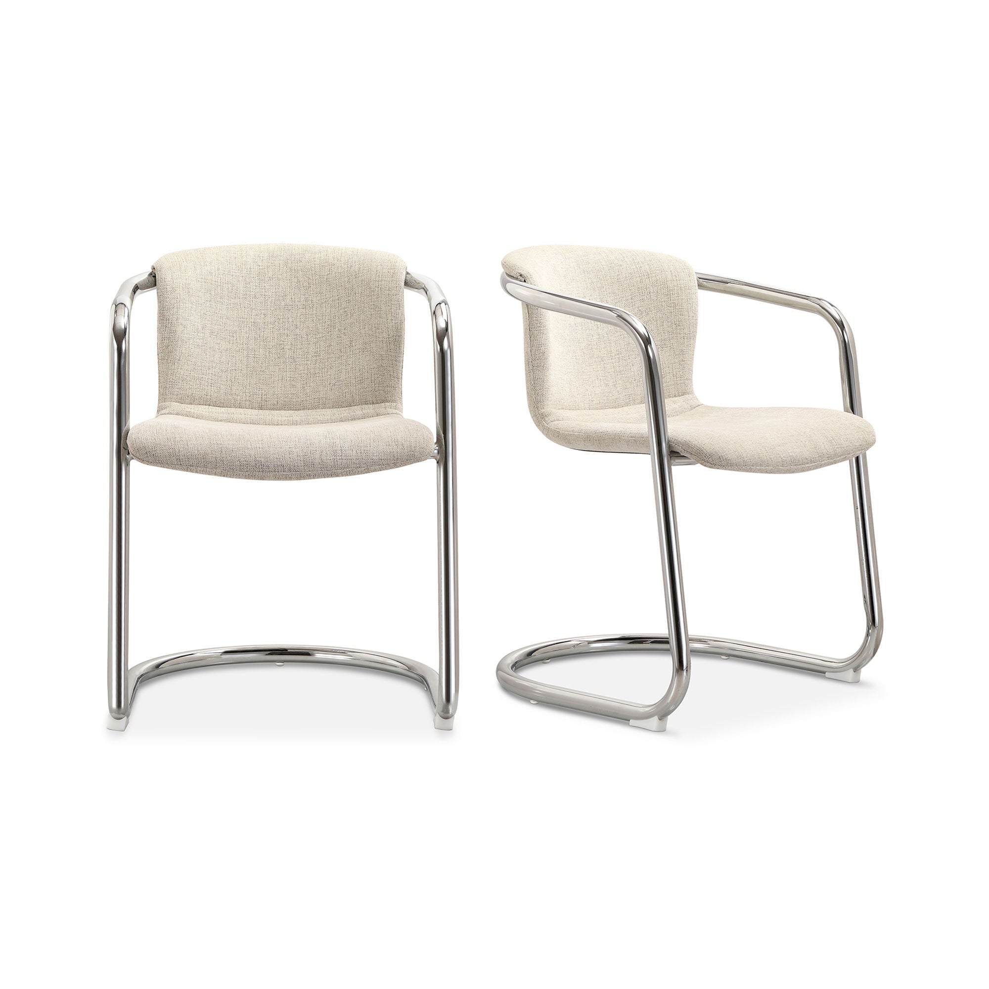 Freeman - Chrome Frame Dining Chair (Set of 2) - Blended Cream