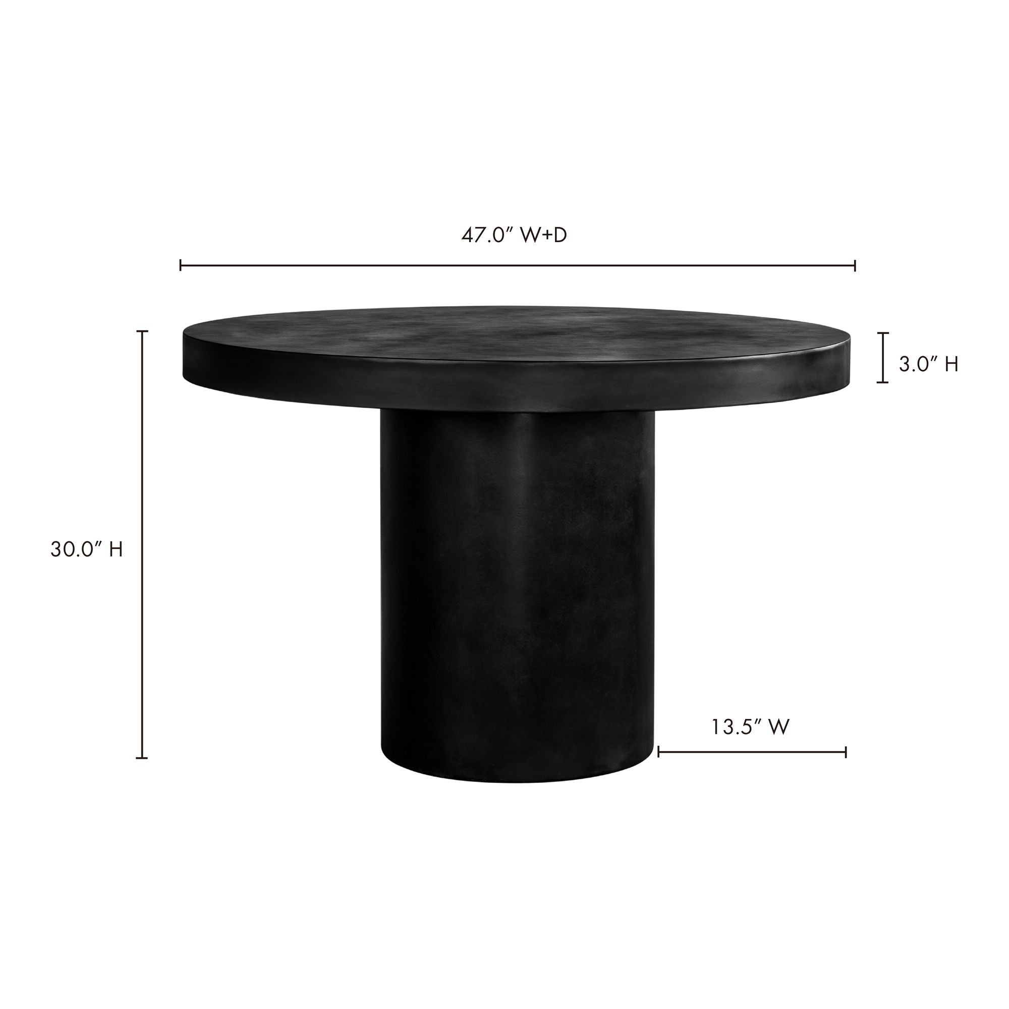 Cassius - Round Outdoor Dining Table - Black - Concrete