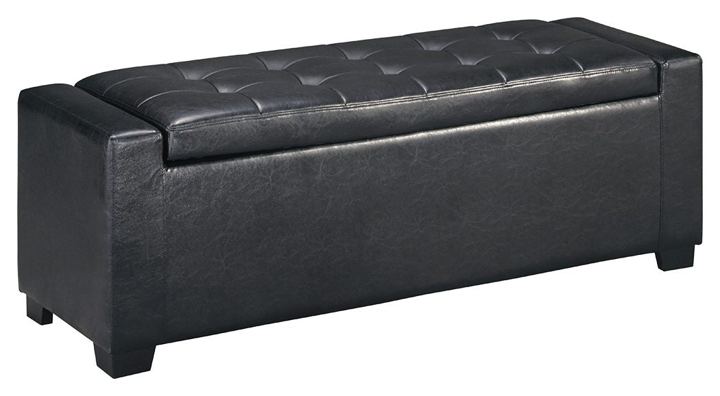 Grey leather 2024 storage bench