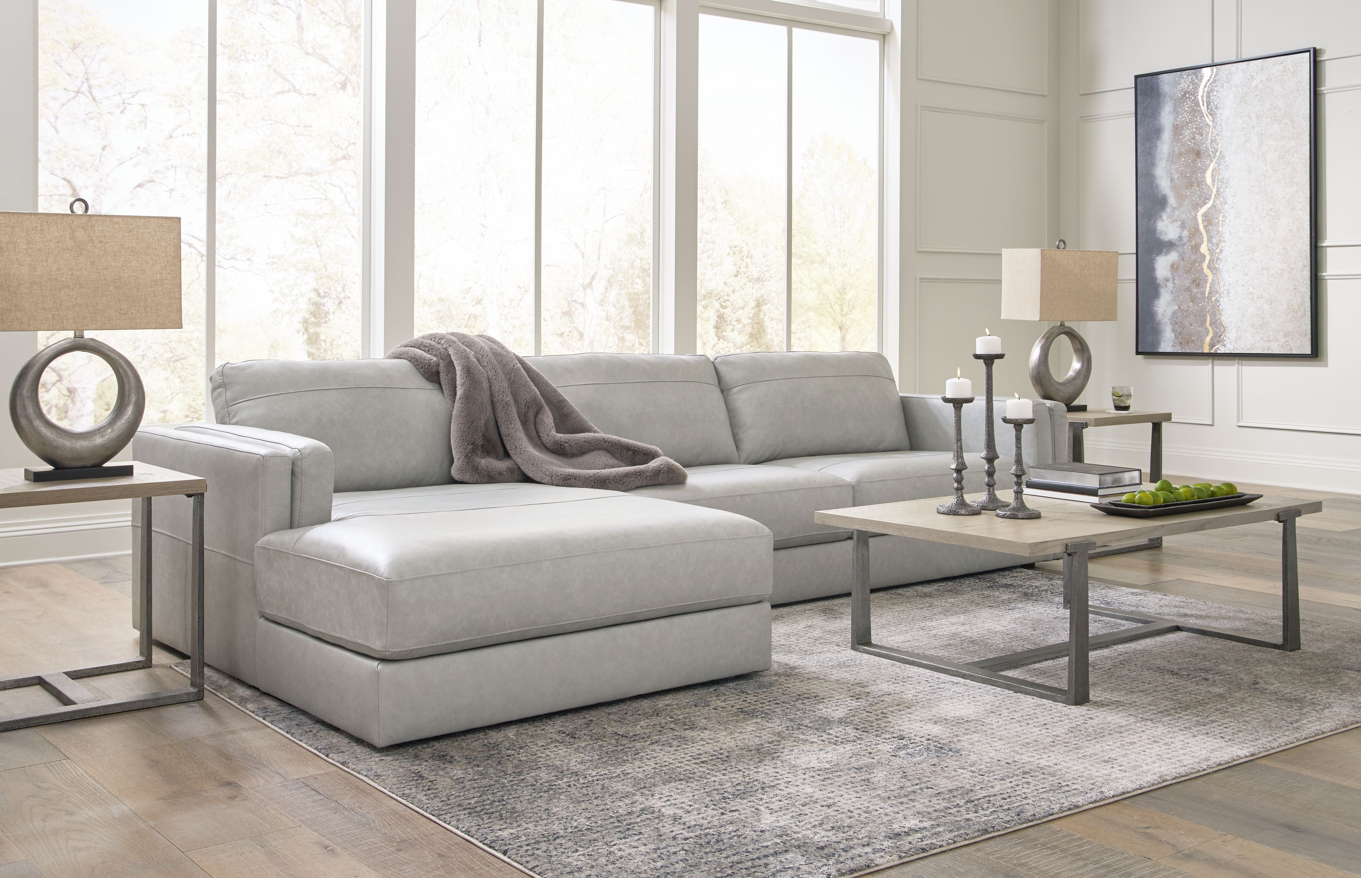 Amiata - Glacier - 2-Piece Sectional With Laf Corner Chaise - Leather Match