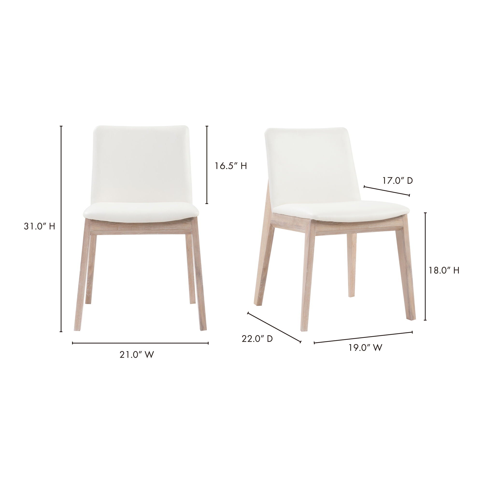 Deco - Oak Dining Chair PVC (Set of 2) - Cream White