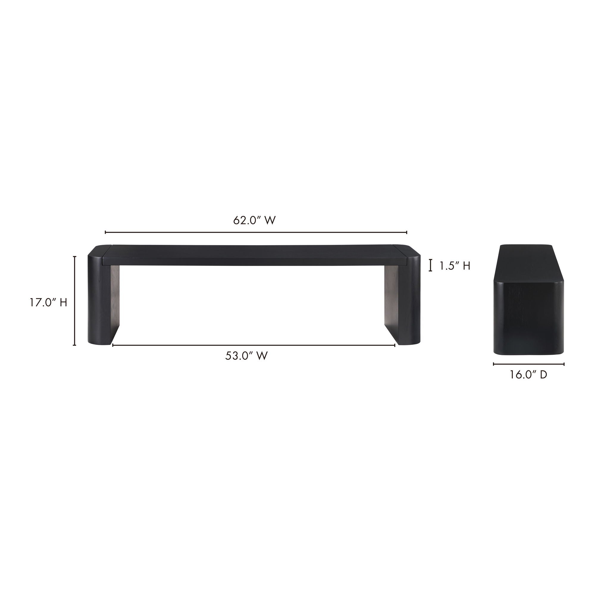 Post - Small Dining Bench - Black Oak