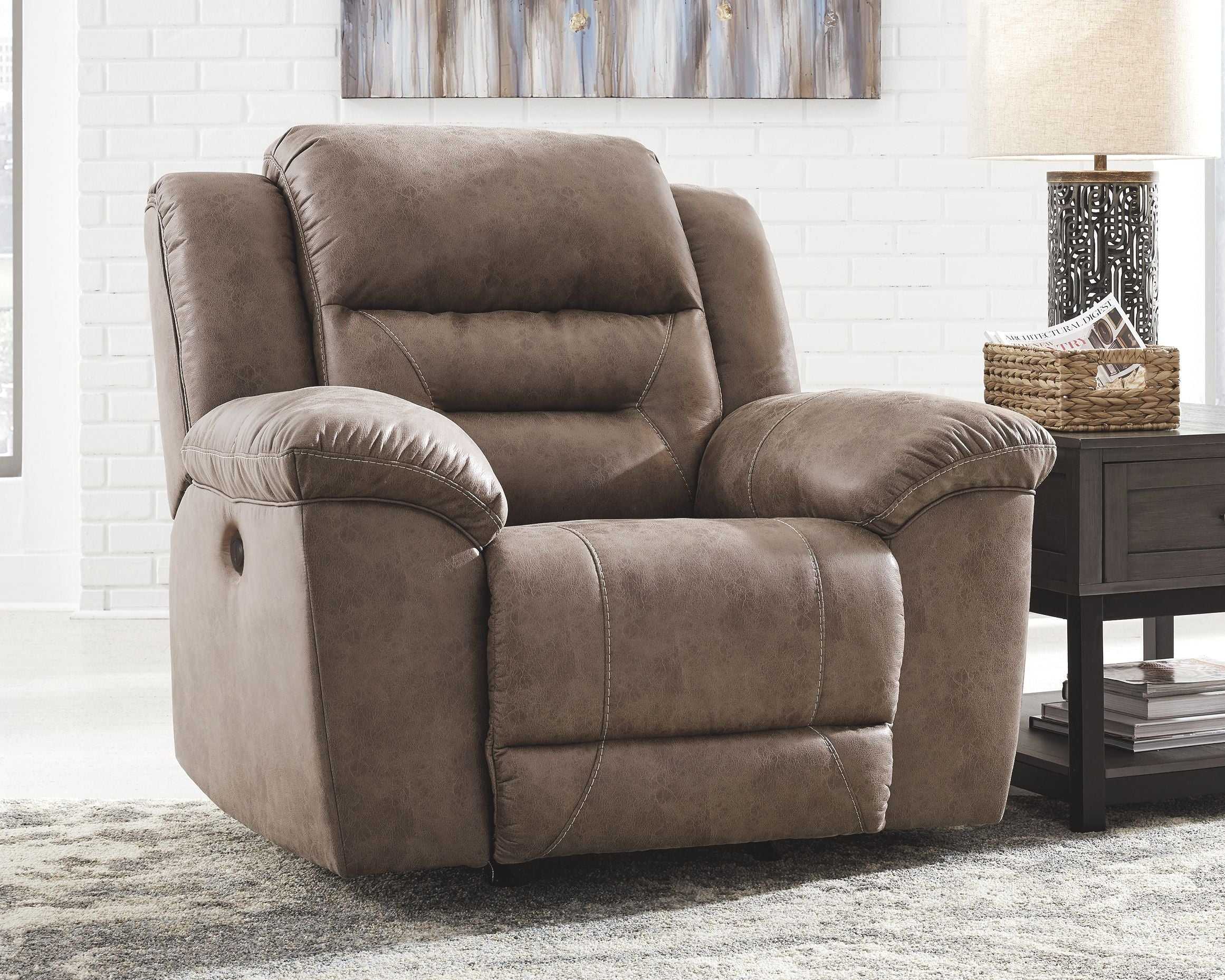 Stoneland - Fossil - Power Rocker Recliner - Faux Leather