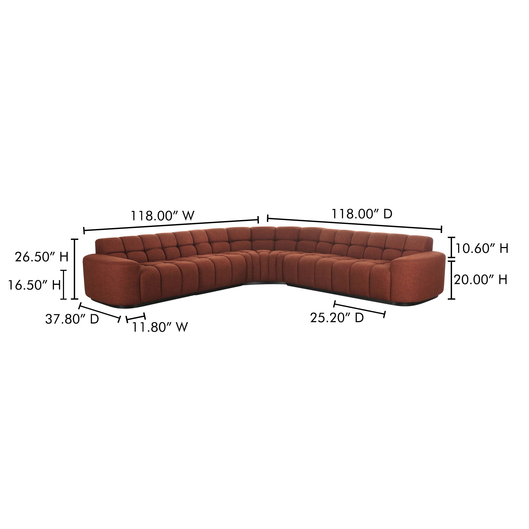 Roman - L-Shaped Sectional - Red