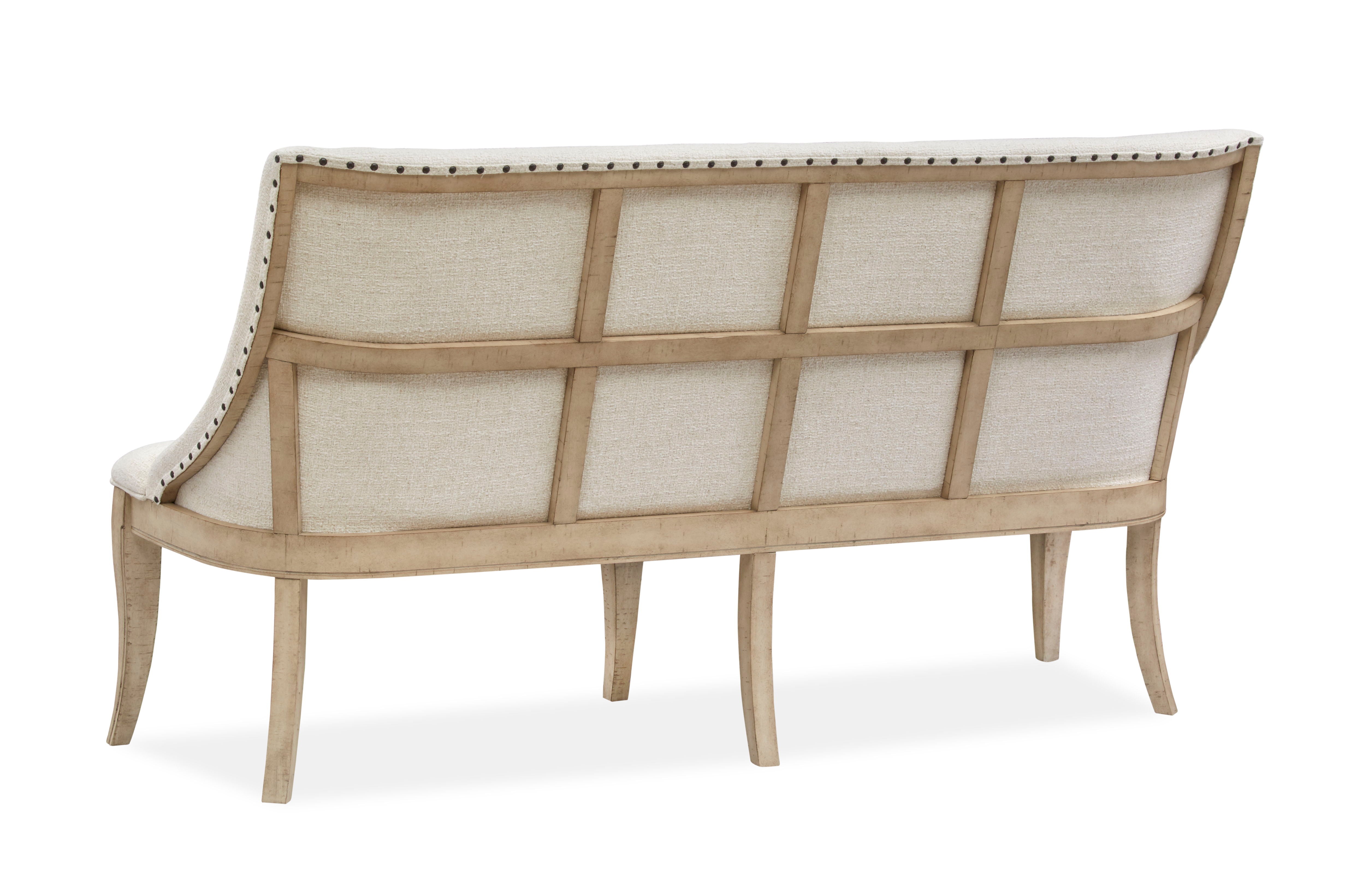 Harlow - Dining Bench With Upholstered Seat & Back - Weathered Bisque
