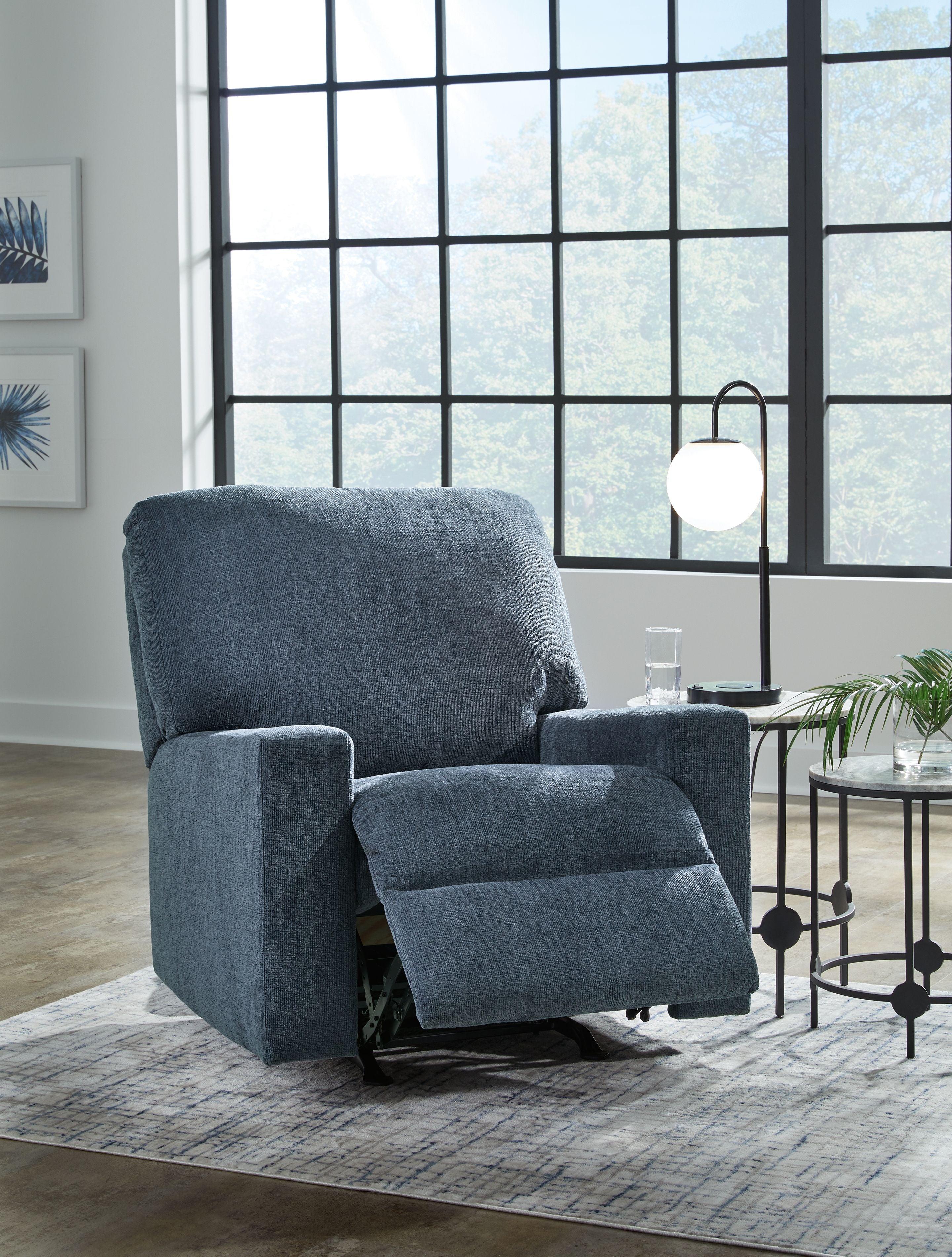 Rannis - Navy - Rocker Recliner - Fabric