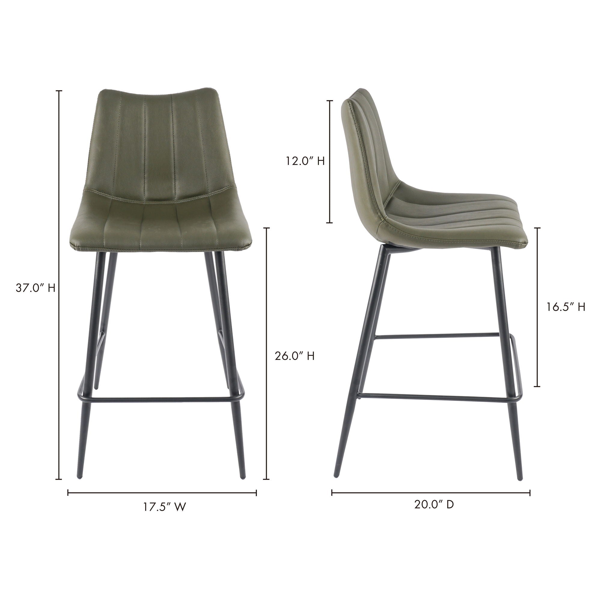 Alibi - Counter Stool (Set of 2) - Dark Green