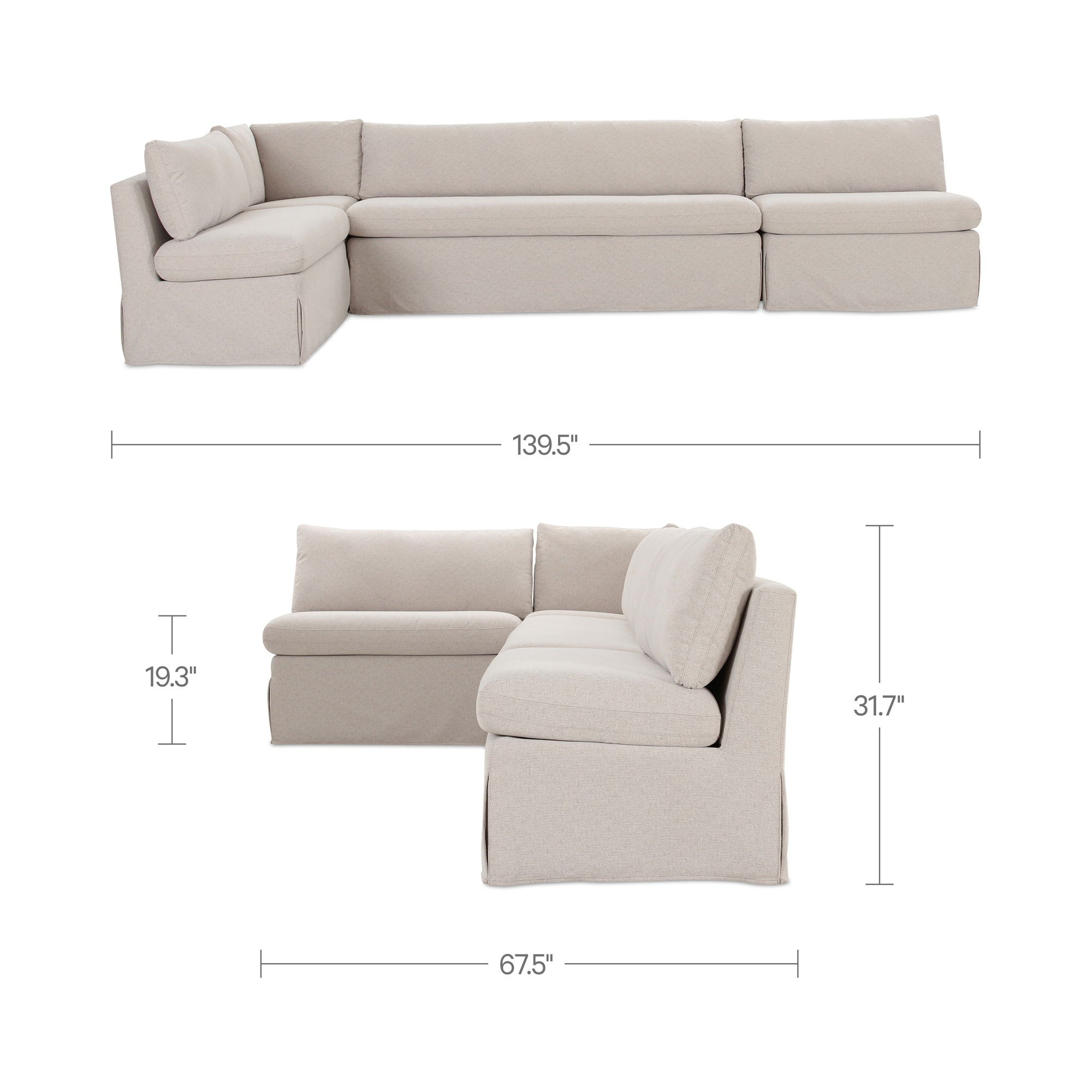 Fable - Slipcover Dining Banquette L-Shape - Beige