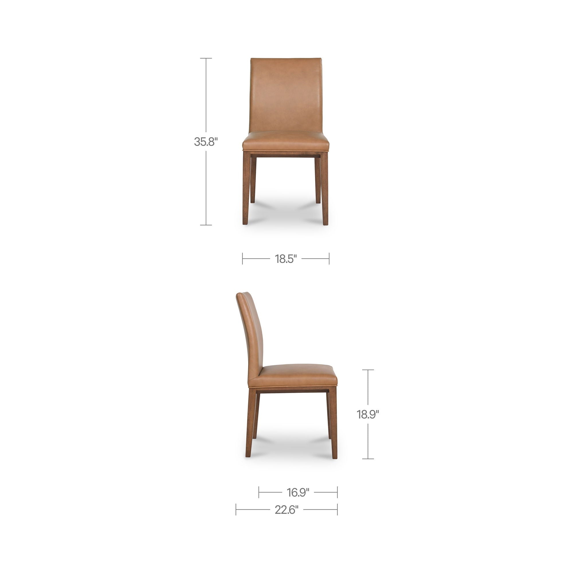 Frankie - Dining Chair Leather (Set of 2) - Tan / Brown