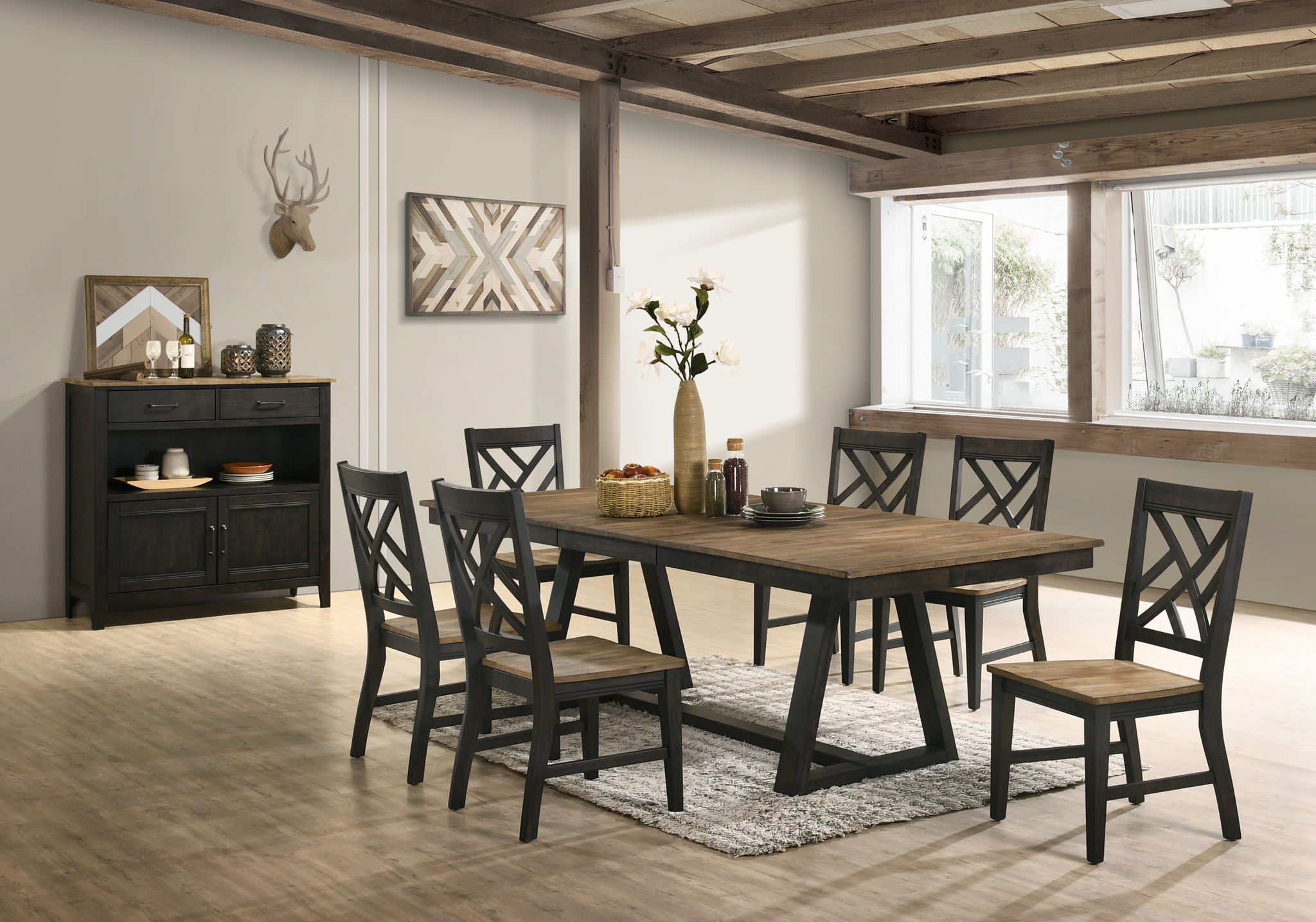 Harper - Trestle Table - Brushed Brown / Pecan