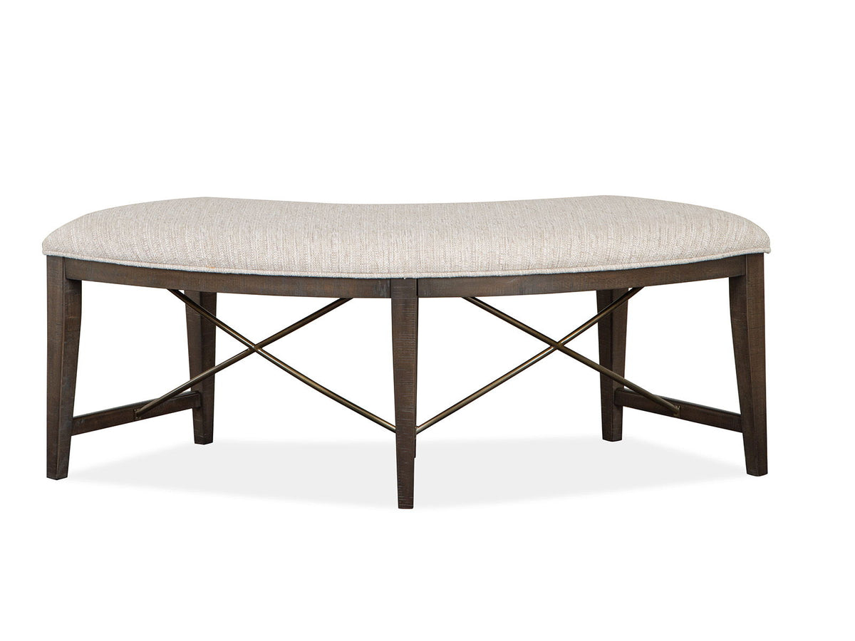 Westley Falls - Curved Bench With Upholstered Seat - Graphite