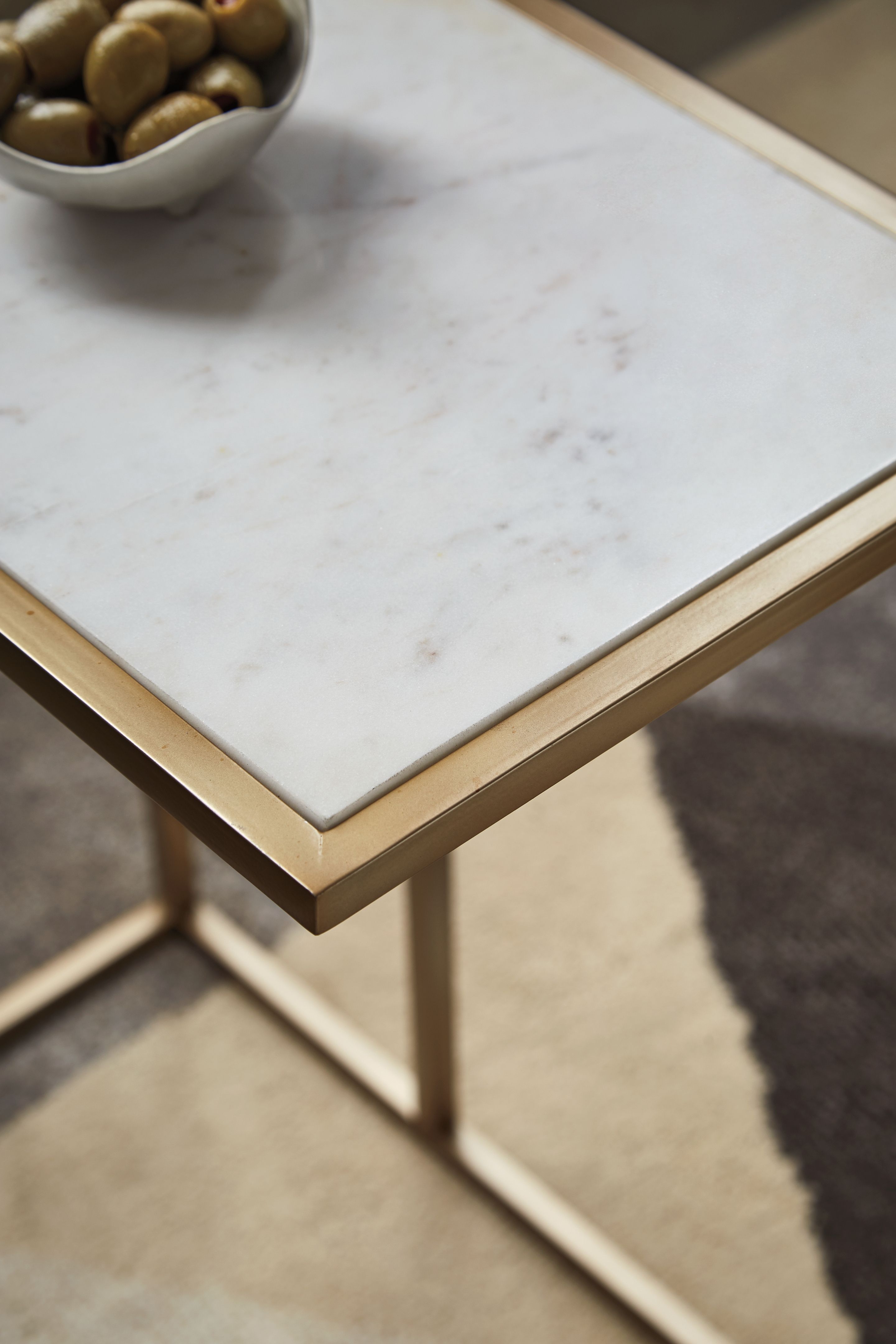 Lanport - Champagne / White - Accent Table