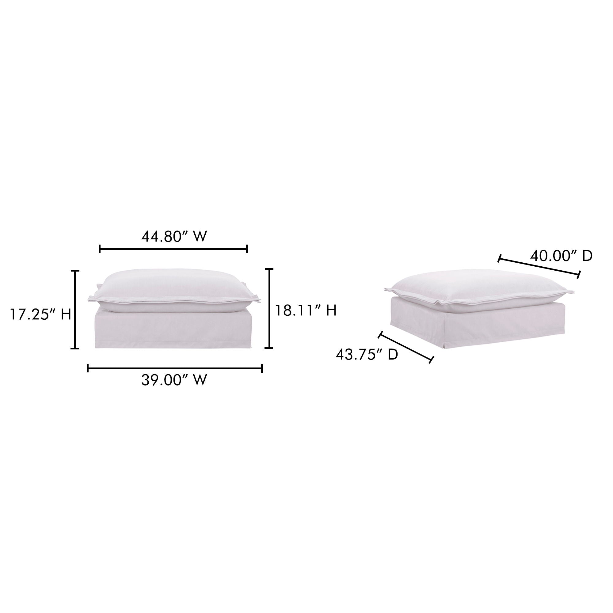 Olivia - Performance Fabric Ottoman - White