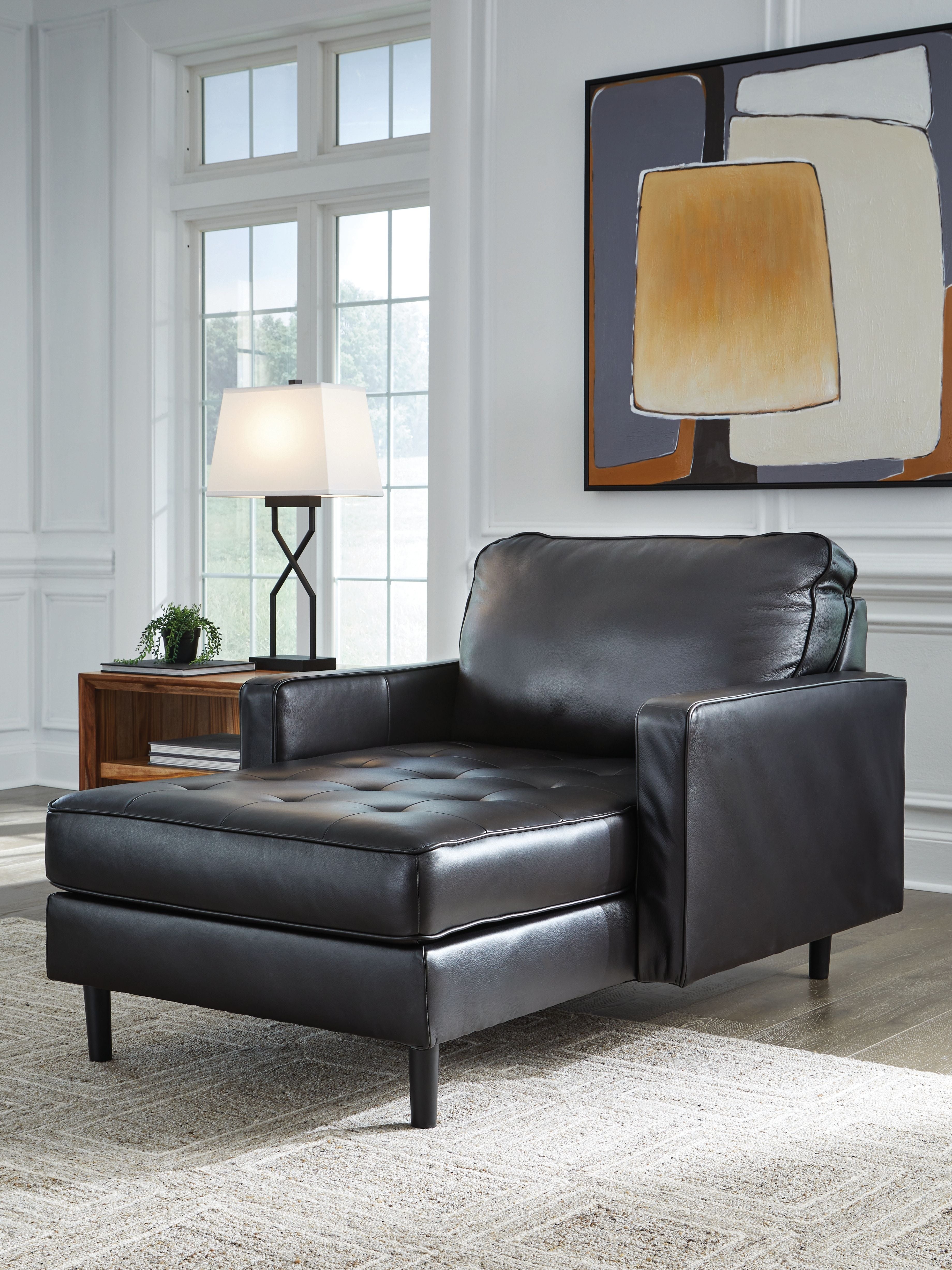 Bryceview - Onyx - Chaise - Leather Match