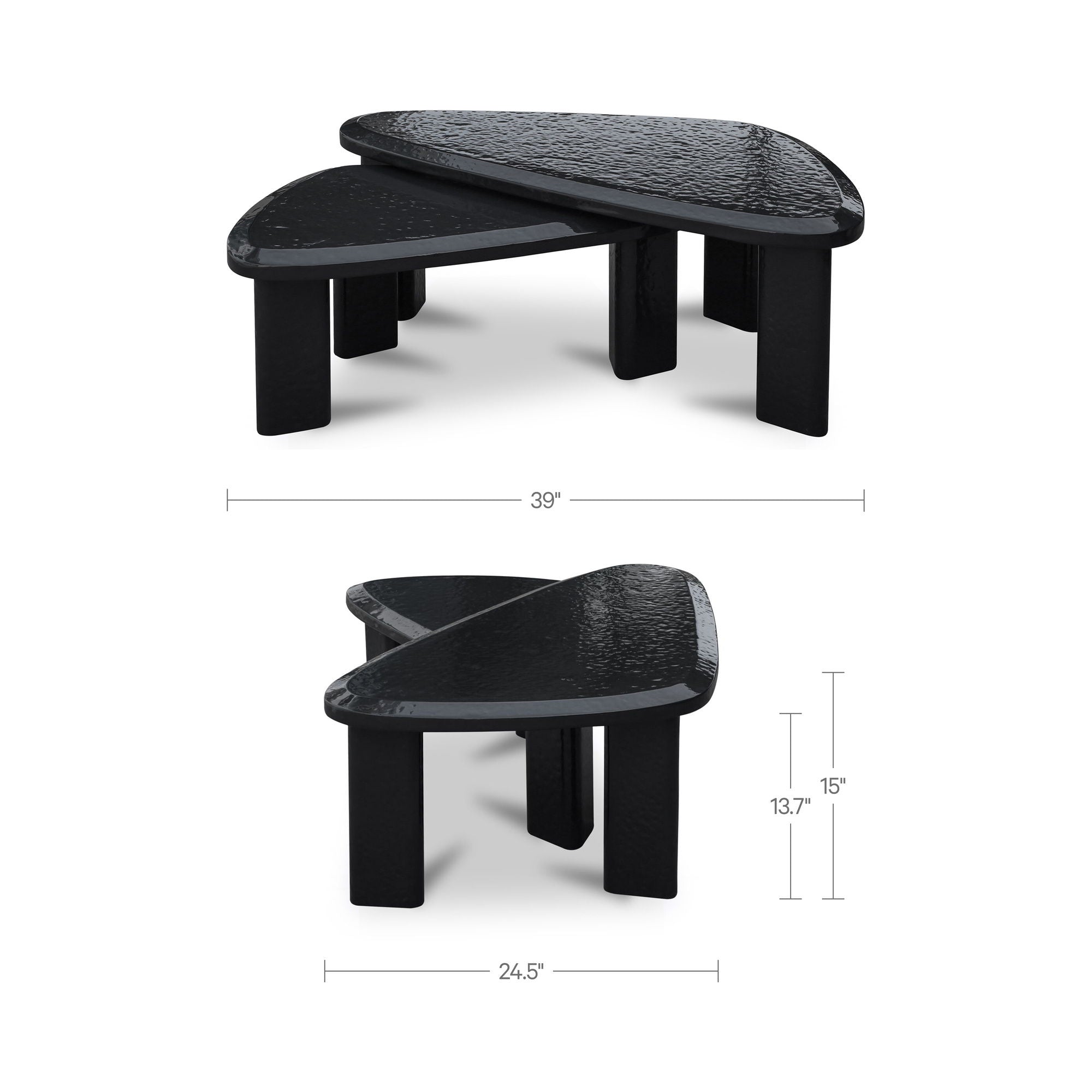 Sophie - Outdoor Nesting Table Set - Charcoal Lacquer / Gray