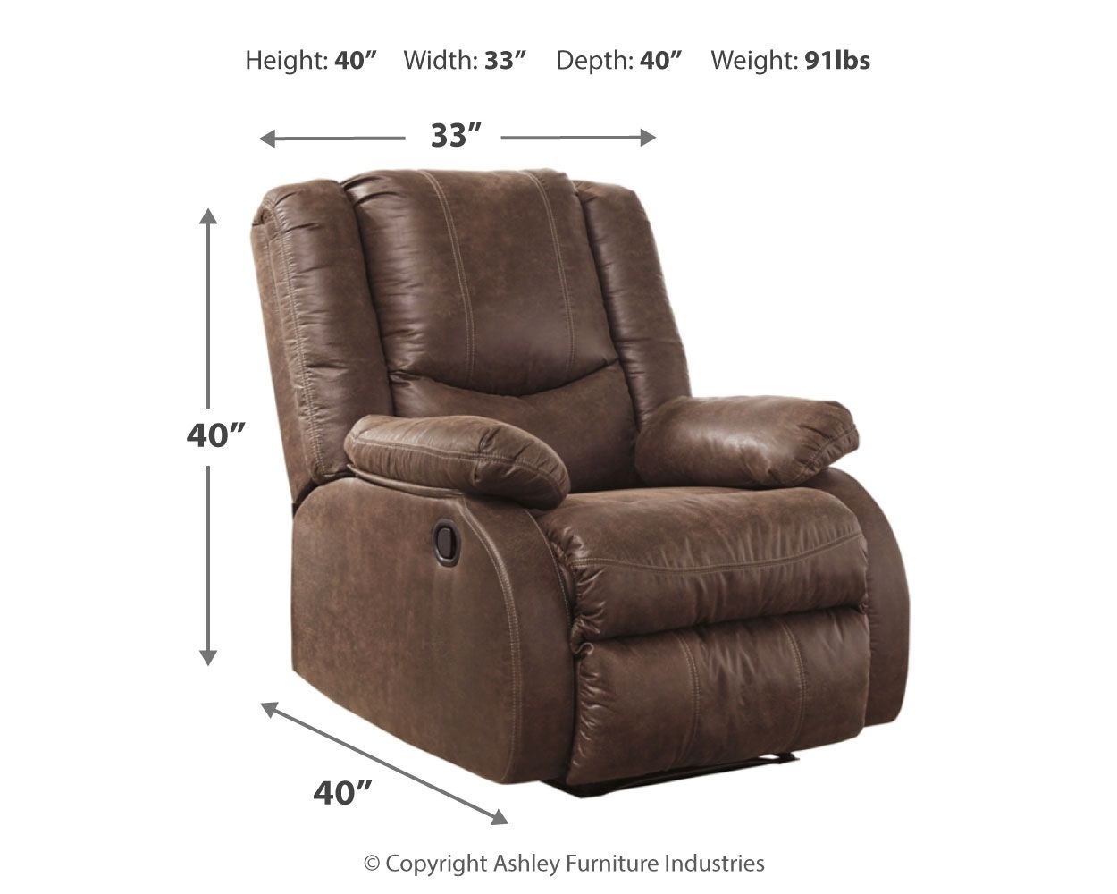 Bladewood - Coffee - Zero Wall Recliner - Faux Leather