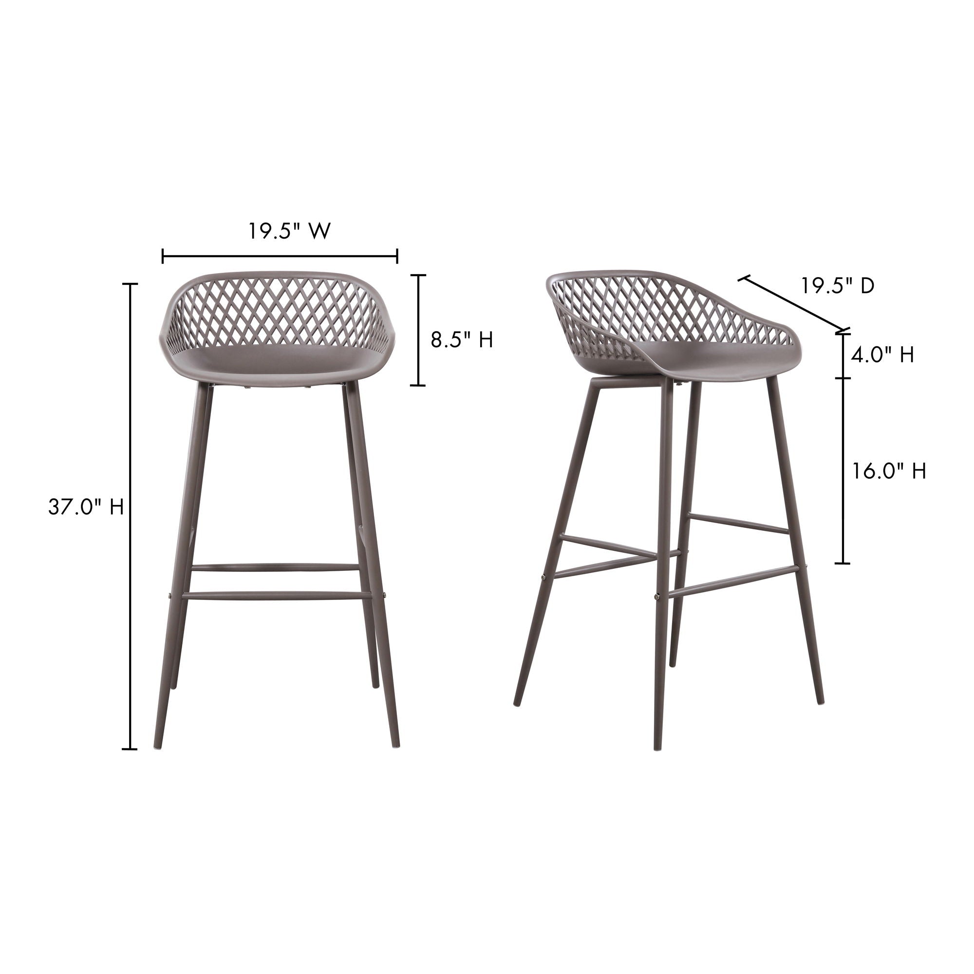 Piazza - Outdoor Barstool (Set of 2) - Gray