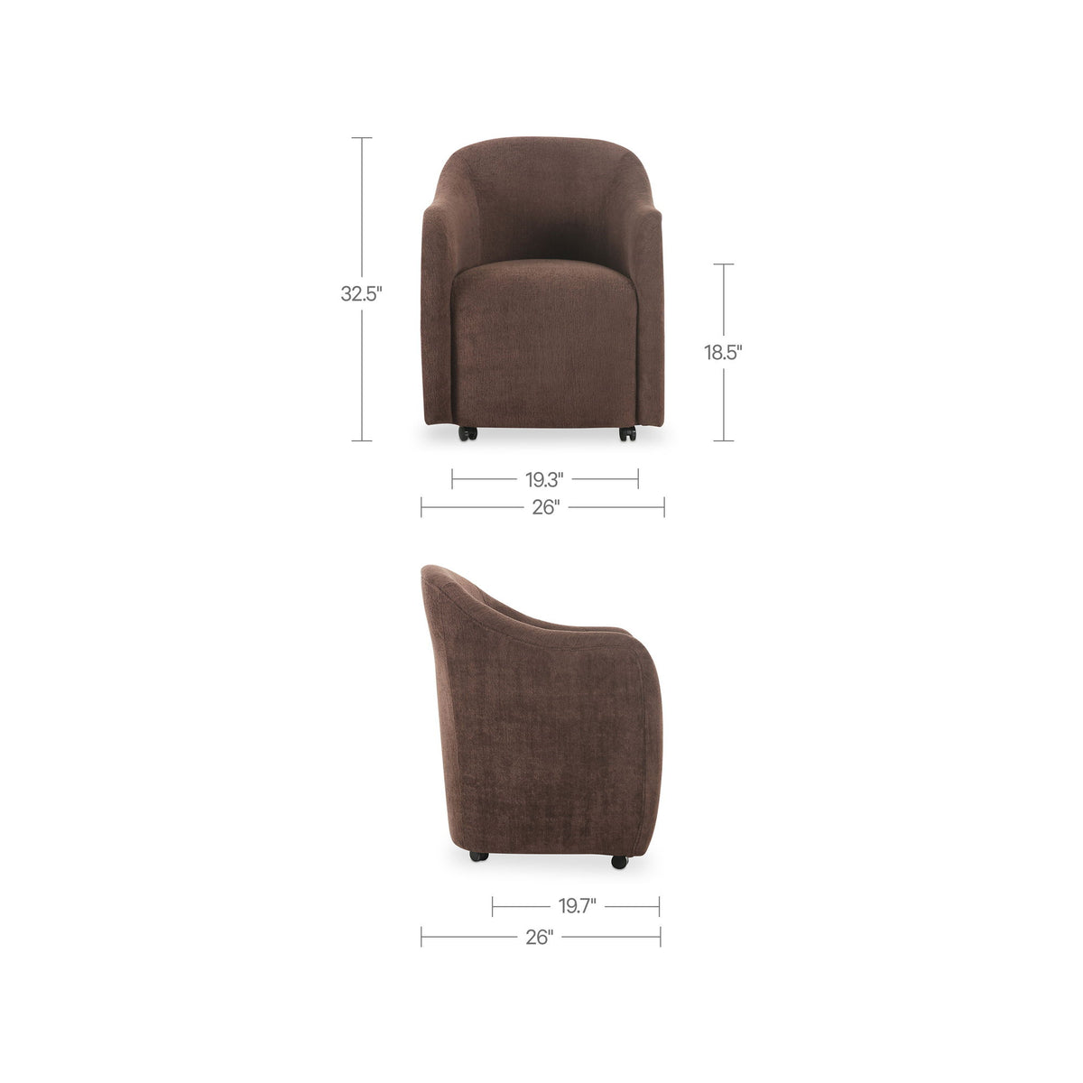 Drava - Rolling Dining Chair - Dark Brown