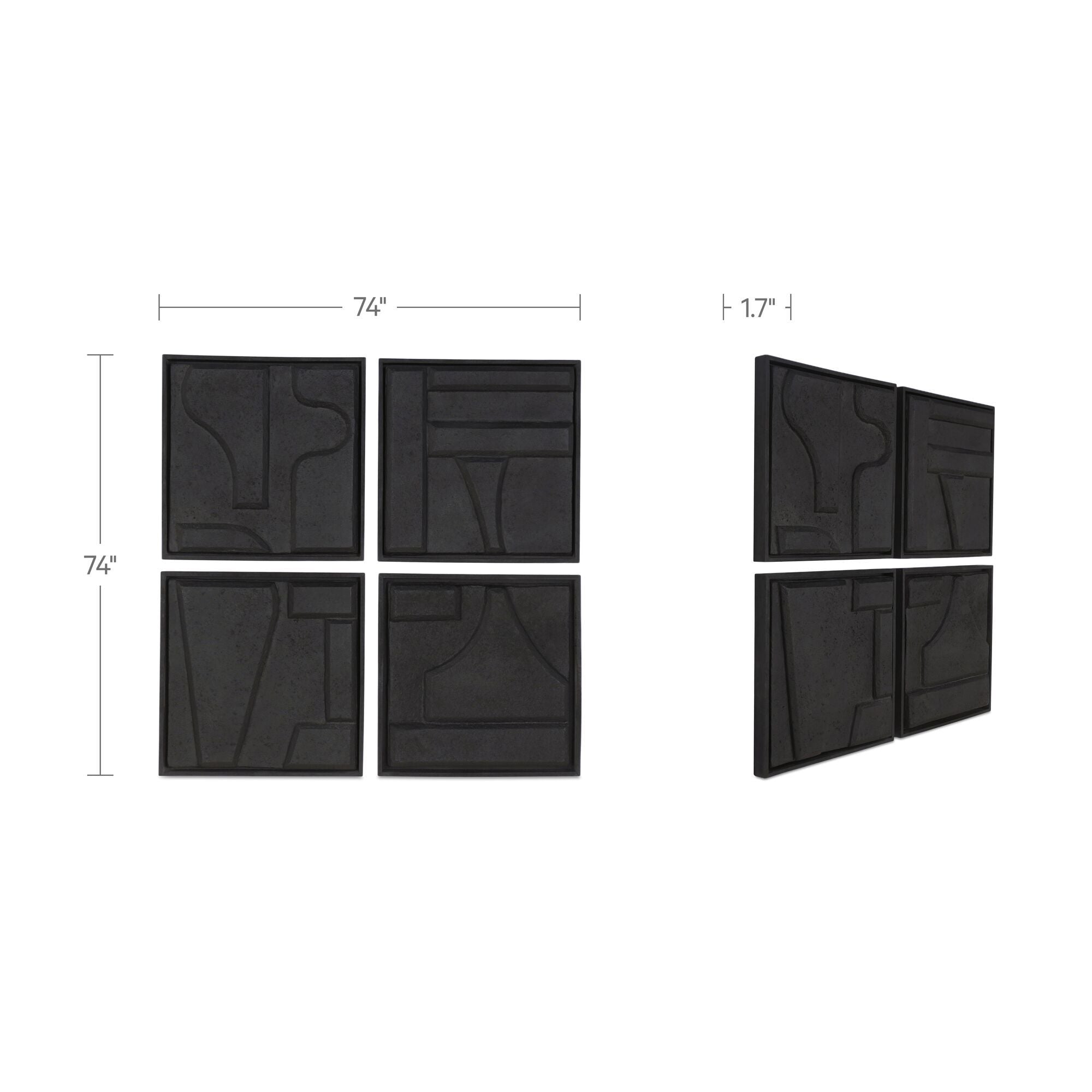 Alva - Wall Sculpture (Set of 4) - Black