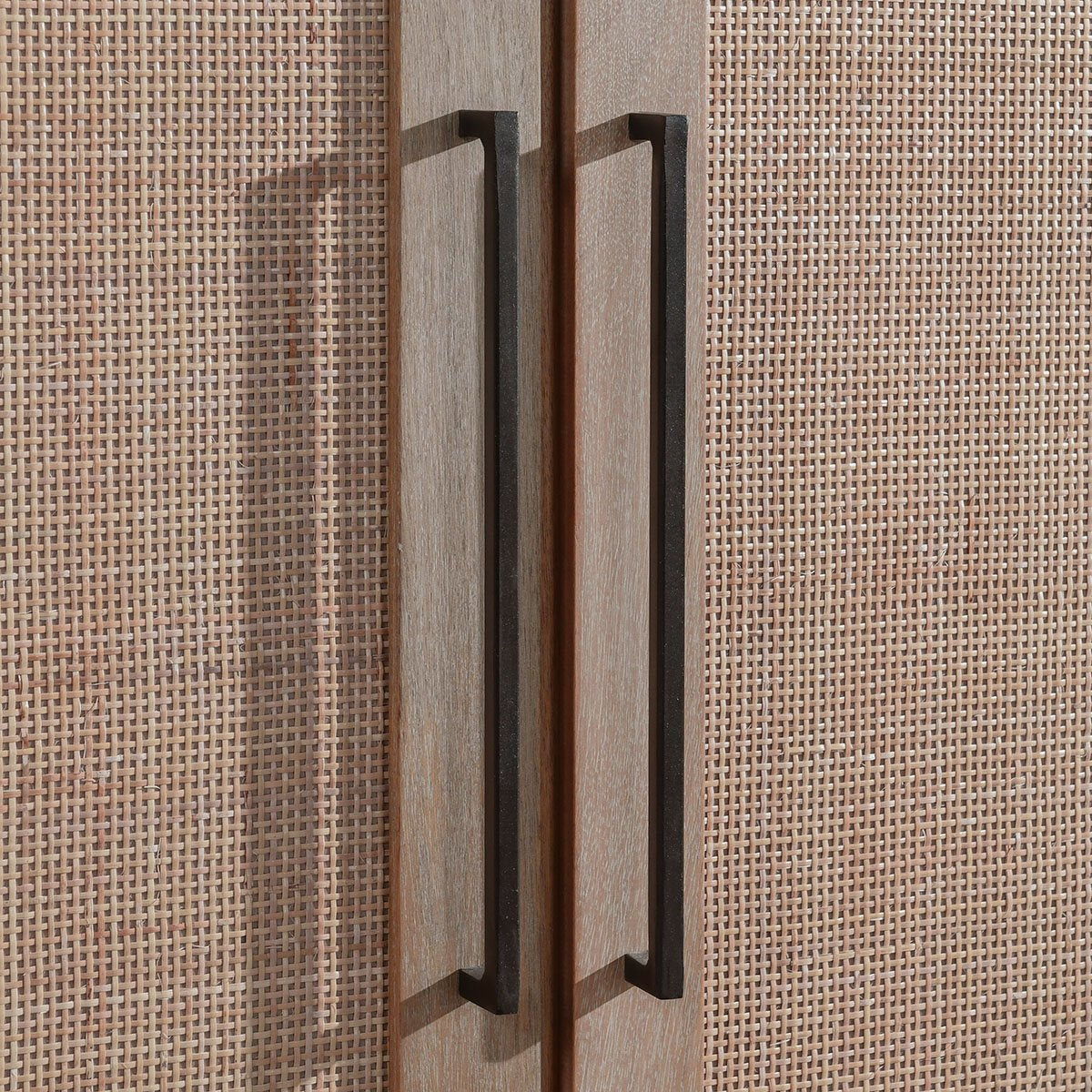 Jensen - Cane/Wood 4 Door Cabinet - Taupe