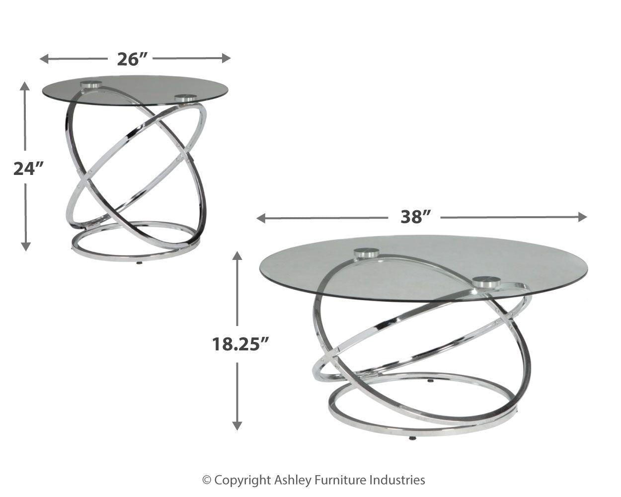 Hollynyx - Chrome Finish - Occasional Table Set (Set of 3)