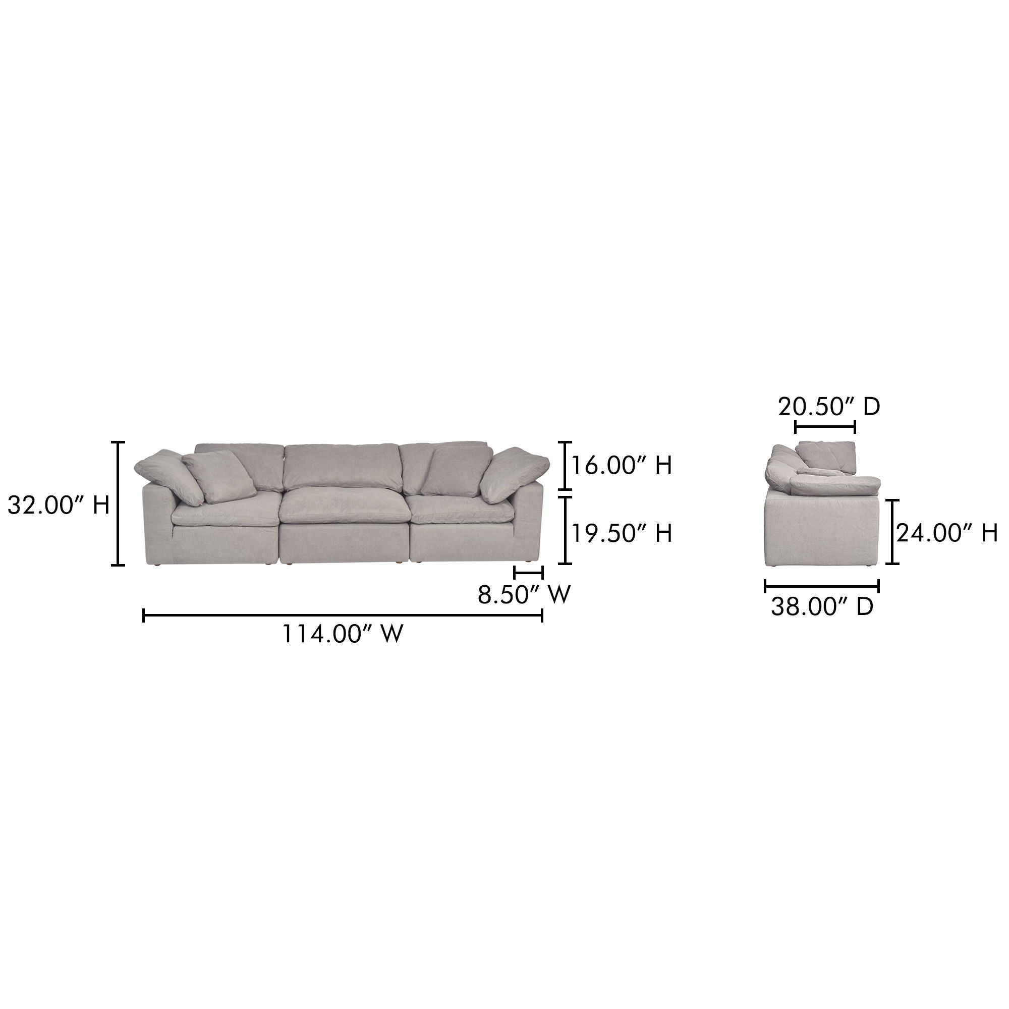 Terra - Performance Fabric Modular Sofa - Light Gray