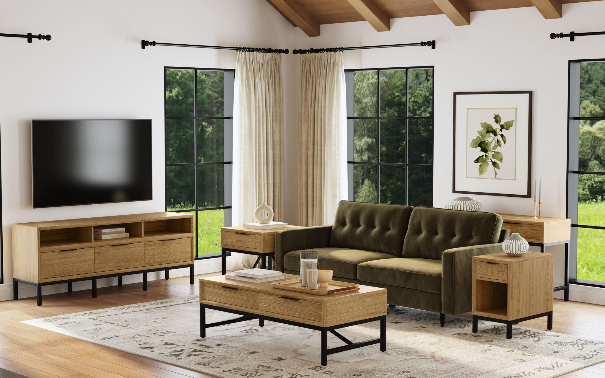Newport - 70" TV Console - Natural Oak