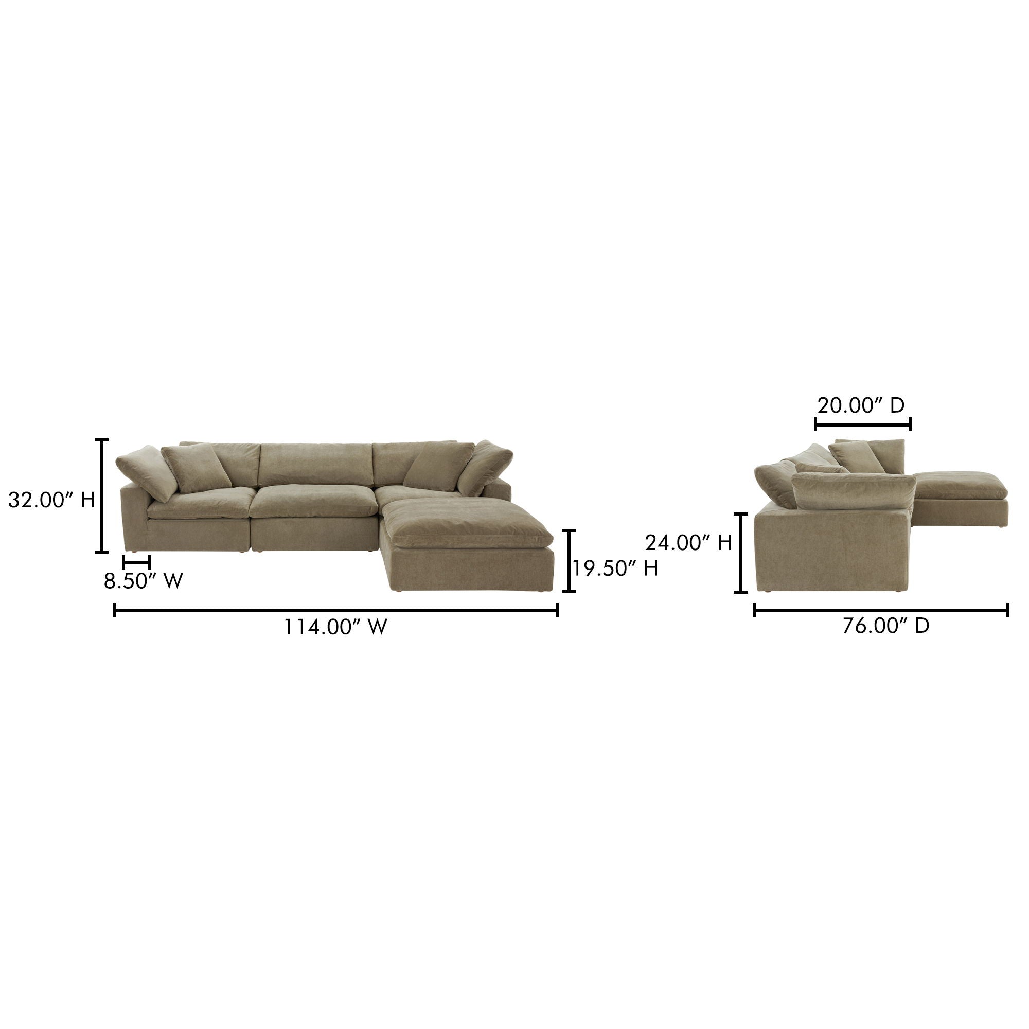 Terra Lounge - Performance Fabric Modular Sectional - Desert Sage