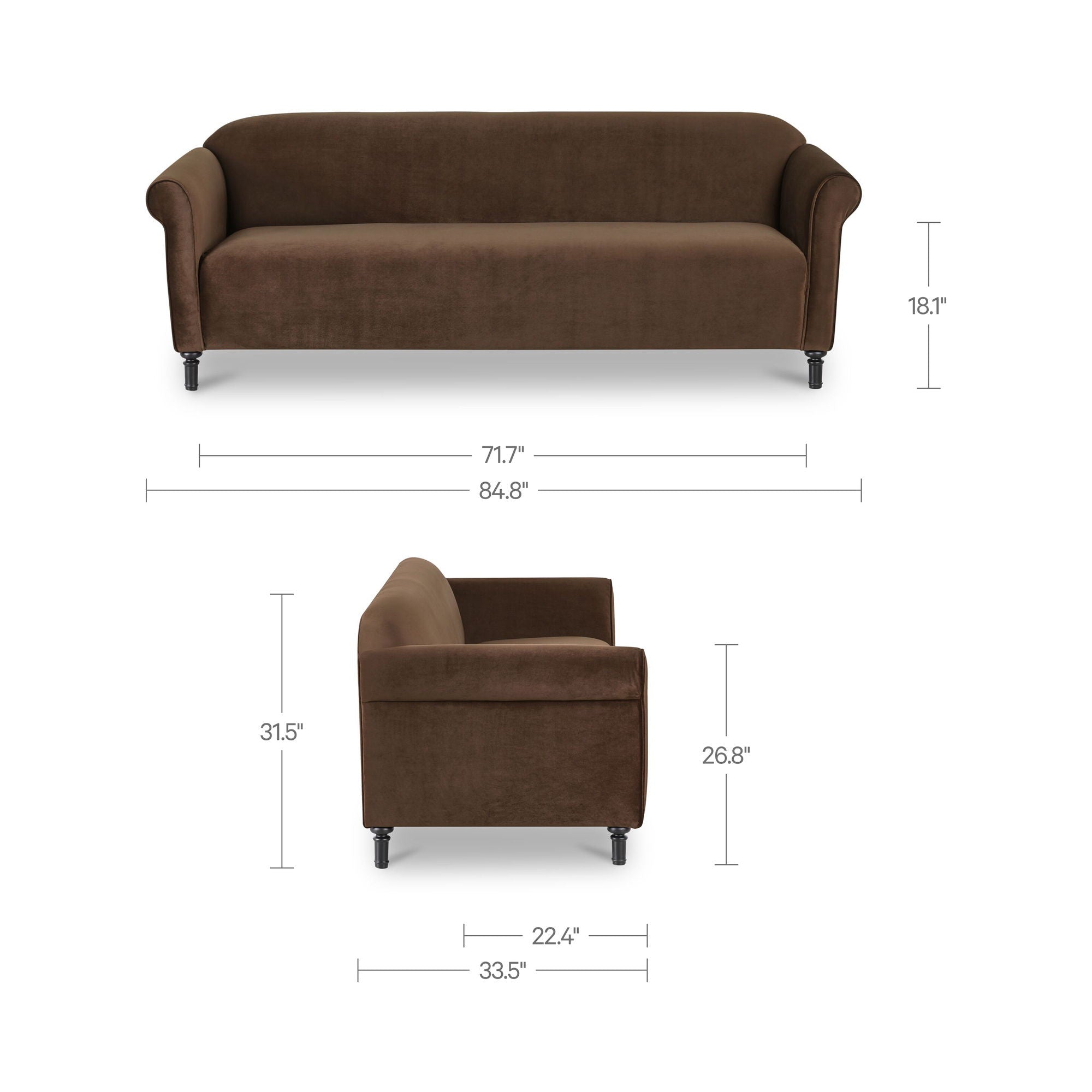 Harmony - Sofa Faux Mohair - Dark Brown