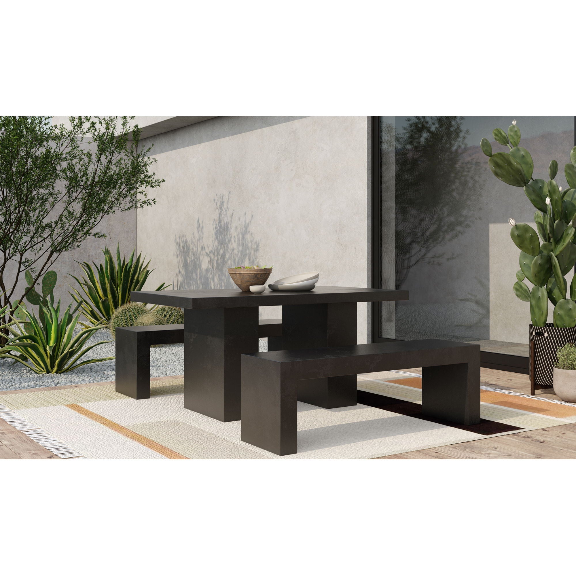 Aurelius - 2 Outdoor Concrete Dining Table - Black