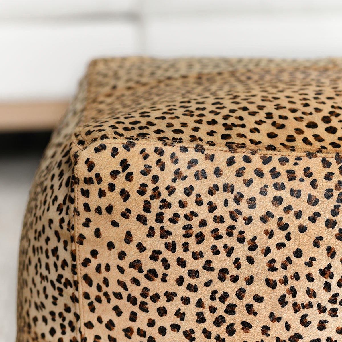 Poufs - Leopard Hide Pouf - Camel/ Black
