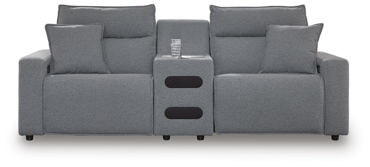 Modmax II - 3-Piece Power Reclining Sectional With Audio Console - Salt And Pepper - Next-Gen Nuvella