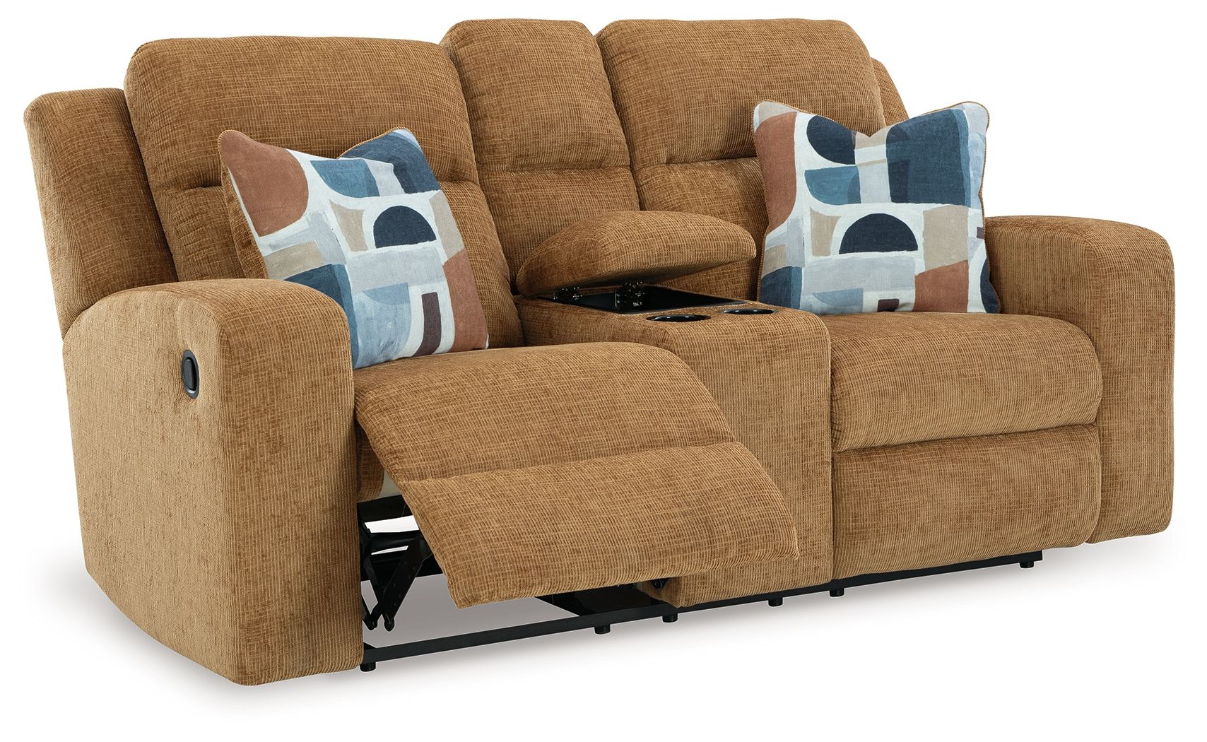 Kanlow - Honey - Dbl Reclining Loveseat With Console - Fabric