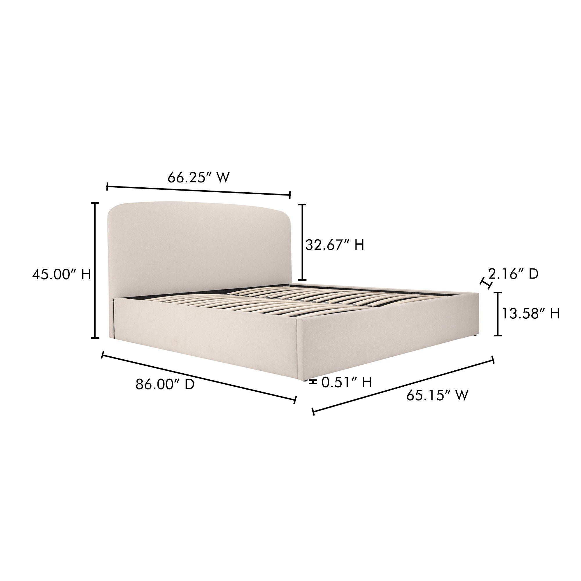 Joan - Queen Storage Bed - Cream