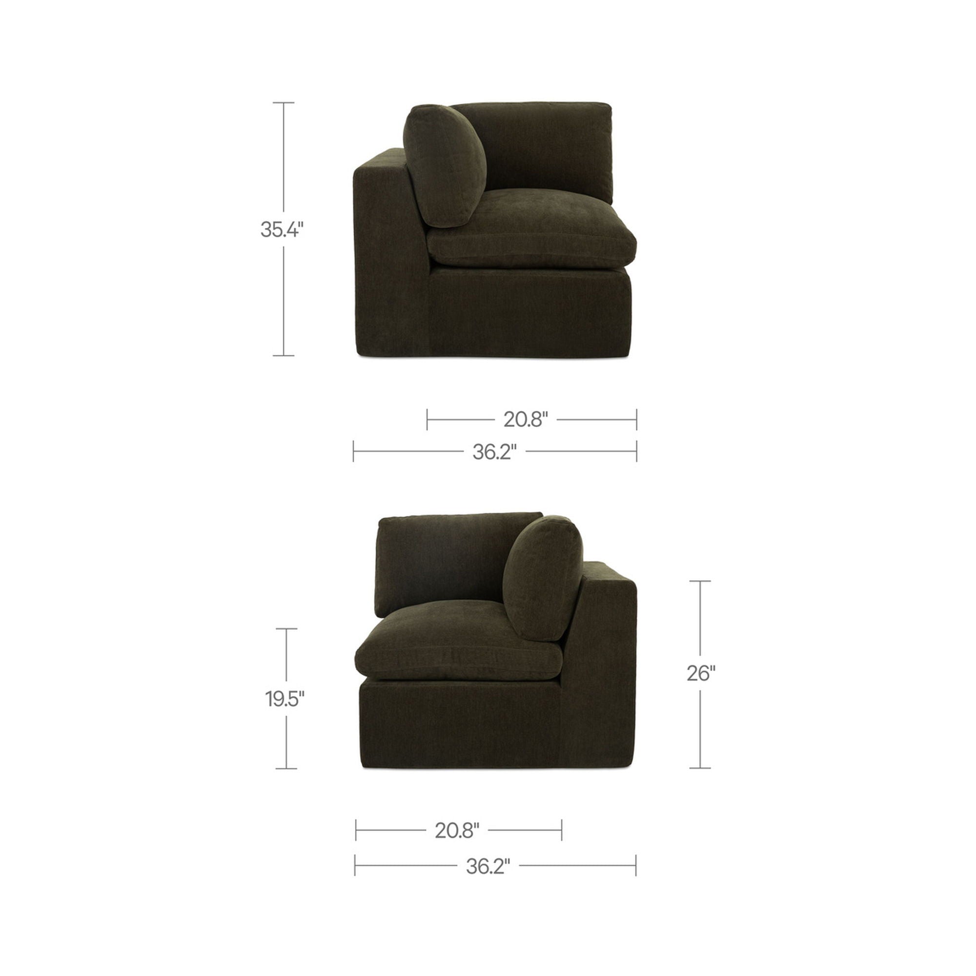 Cates - Corner Chair - Dark Green