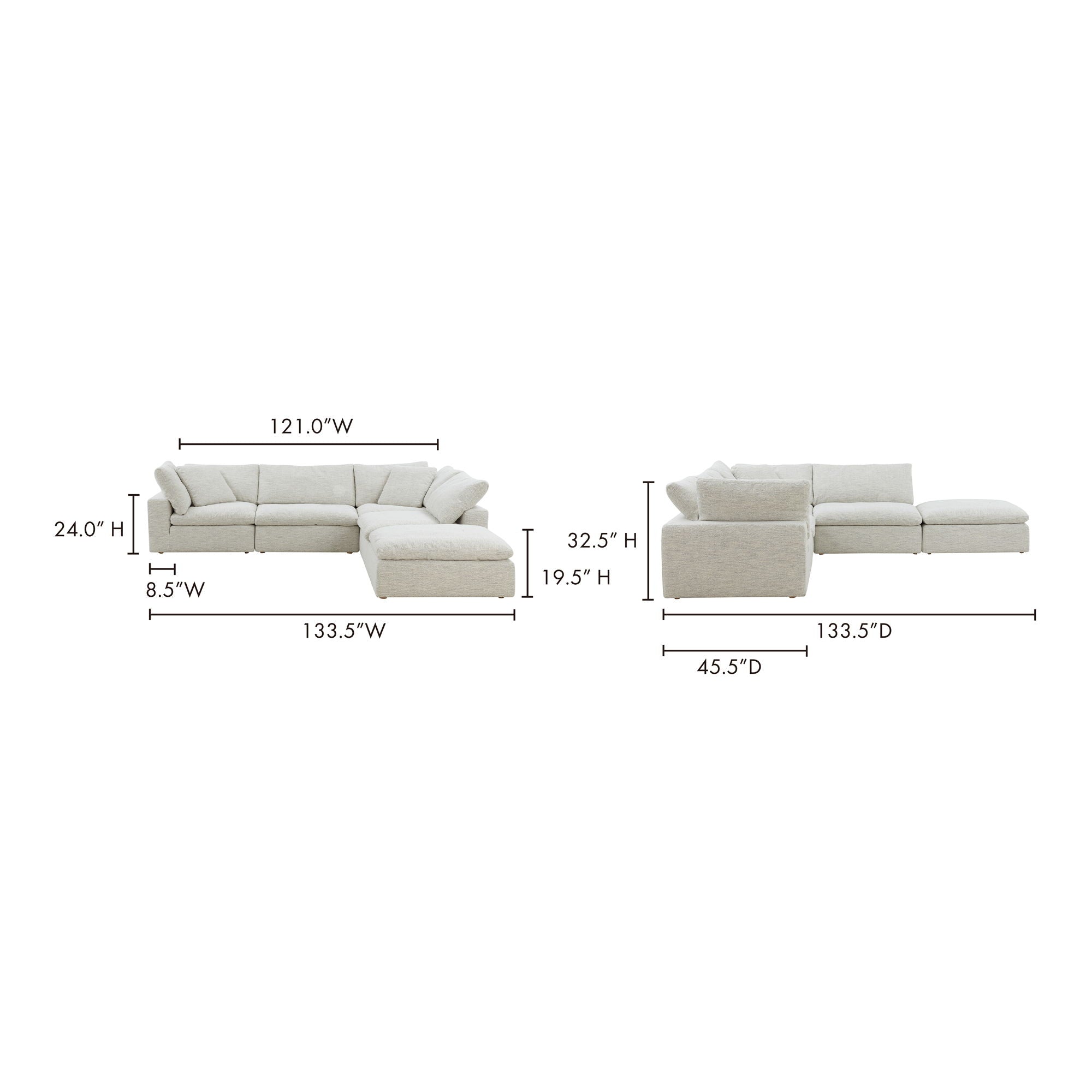 Clay - Dream Modular Sectional - Pearl Silver