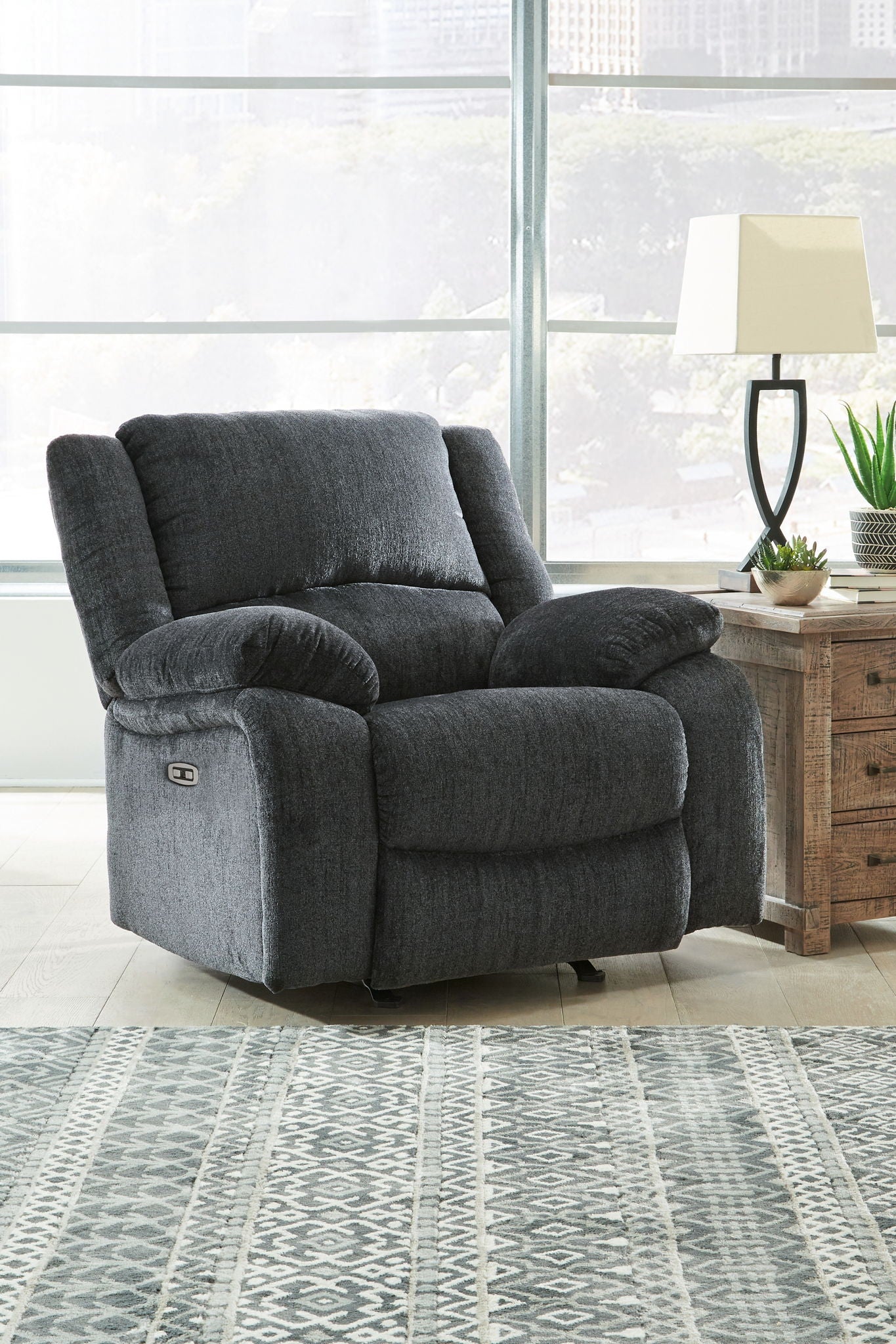 Draycoll - Power Rocker Recliner - Fabric - Slate