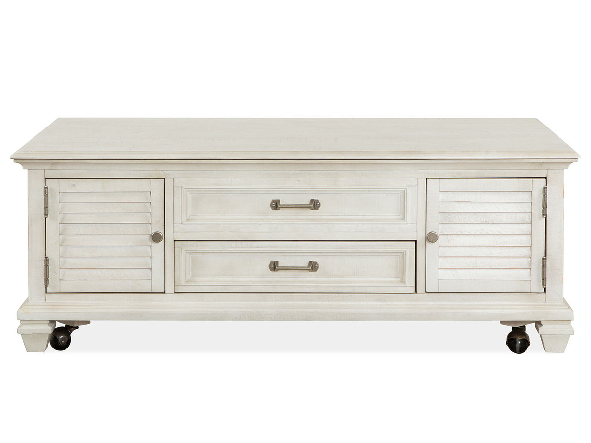 Newport - Lift Top Storage Cocktail Table (With Casters) - Alabaster