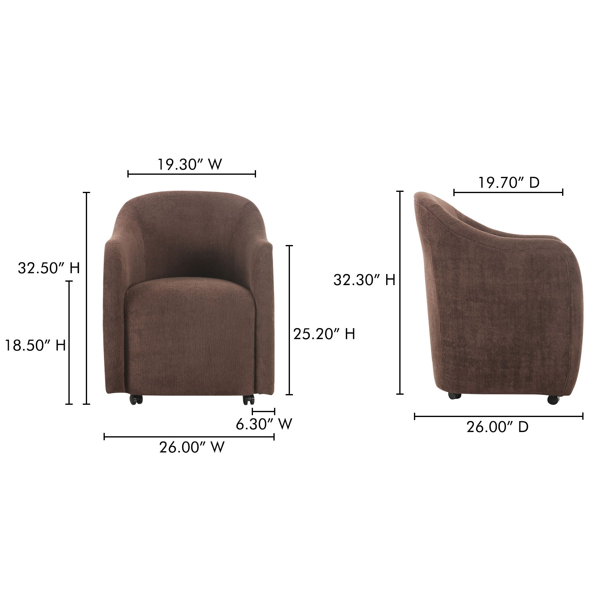 Drava - Rolling Dining Chair - Dark Brown