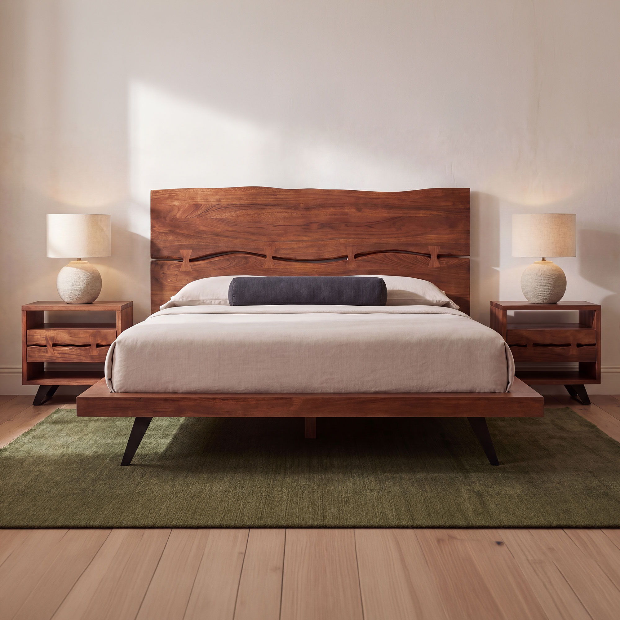 Madagascar - King Platform Bed - Light Brown