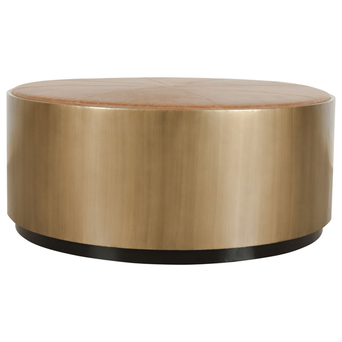 Evan - Round Coffee Table With Casters - Chestnut/Brass